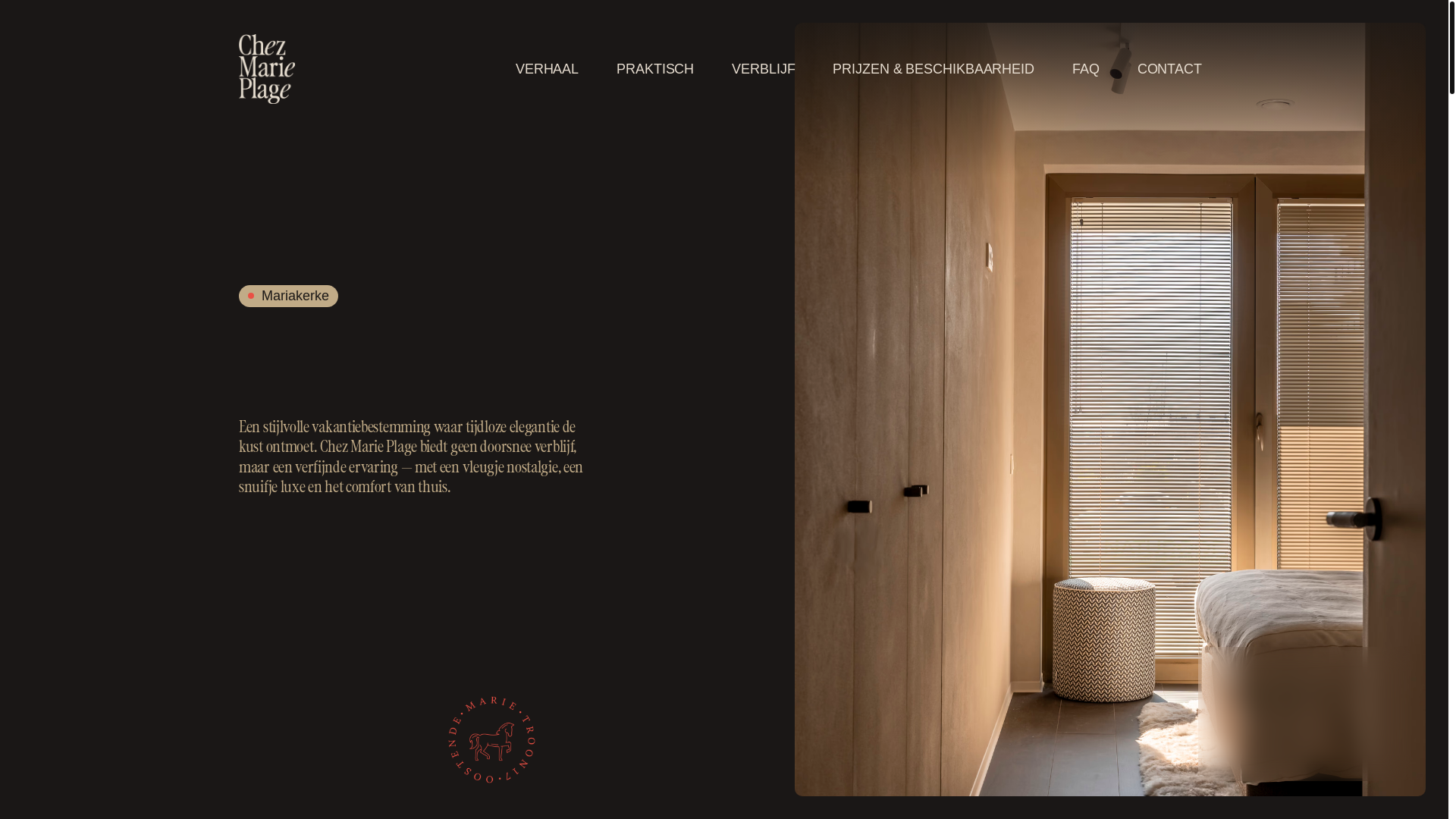 website screenshot of https://chezmarieplage.be/