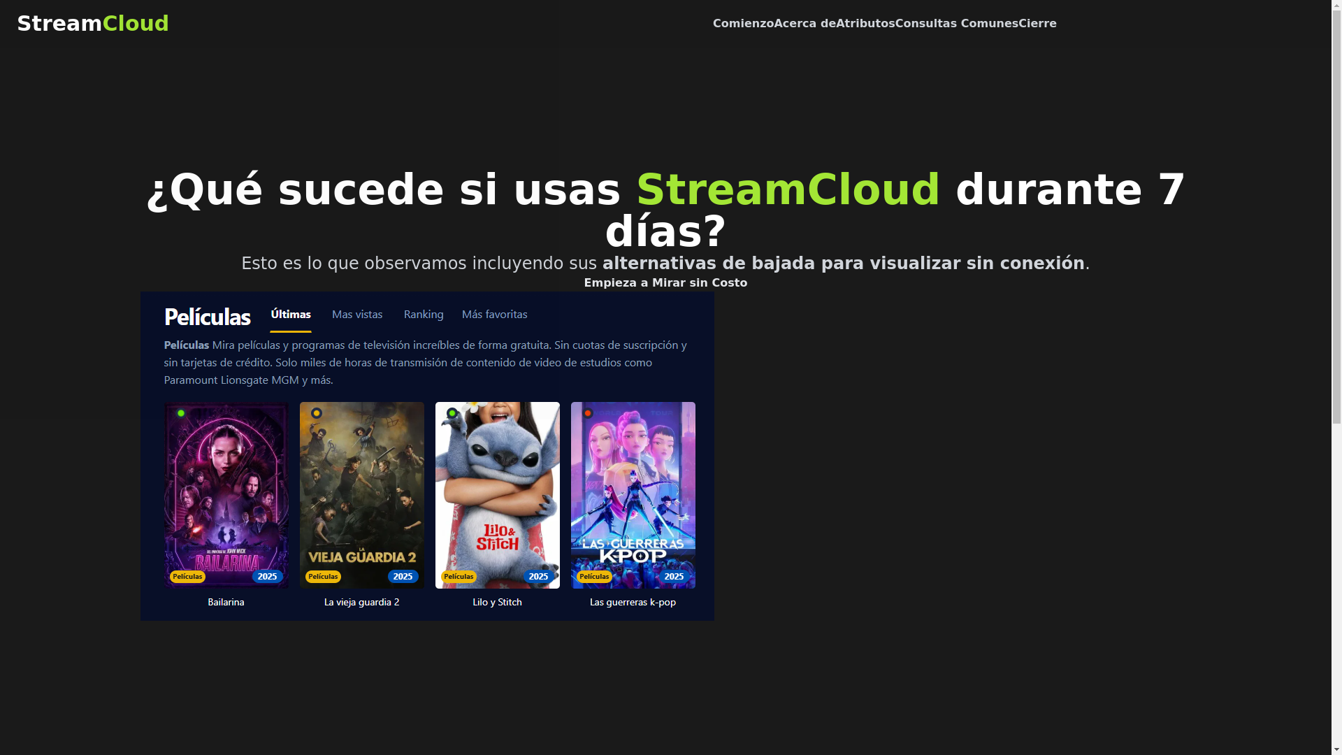 website screenshot of https://streamcloud-1xo0.pages.dev/