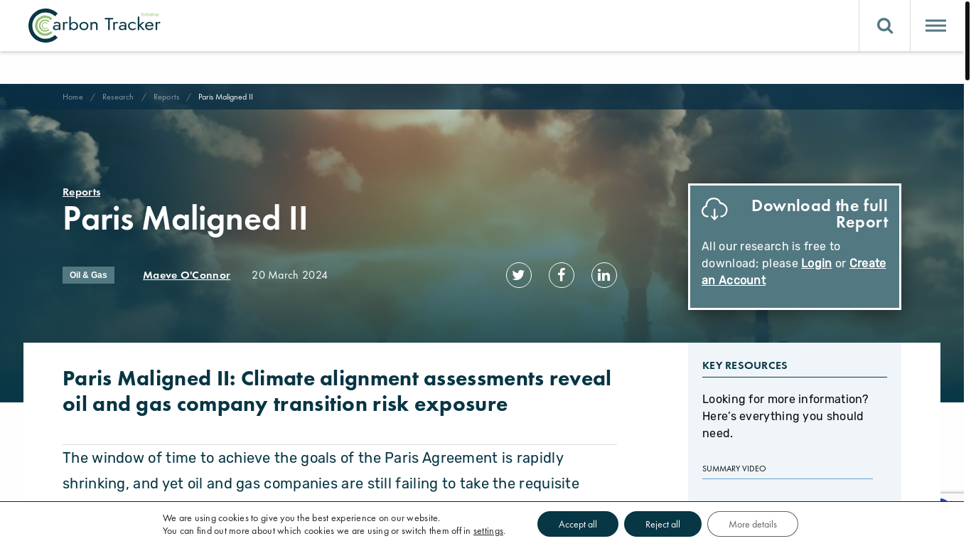 website screenshot of https://carbontracker.org/reports/paris-maligned-2/
