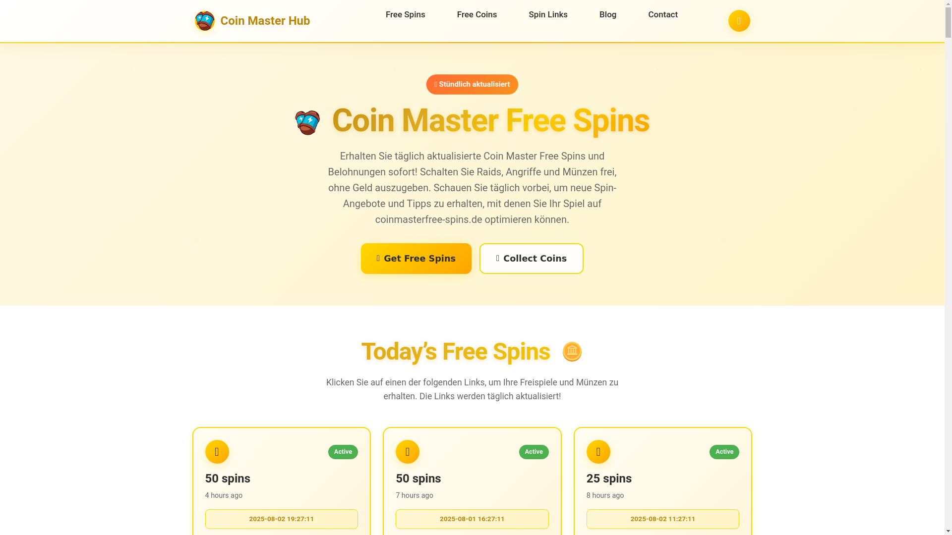 website screenshot of https://coinmasterfree-spins.de/