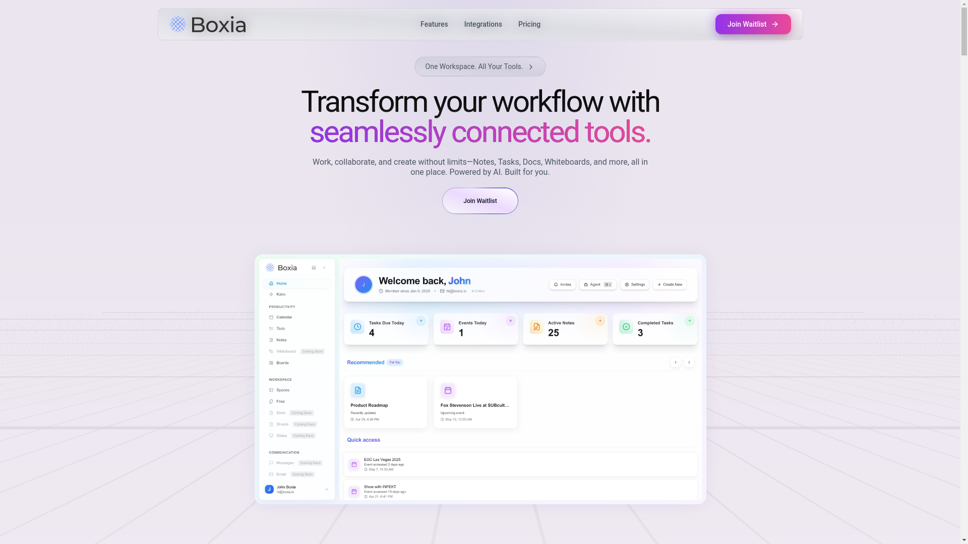 website screenshot of https://boxia-landing.pages.dev/