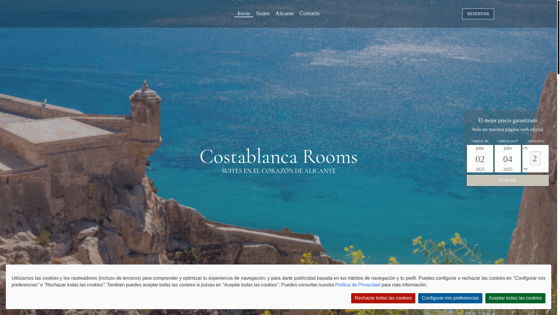 website screenshot of https://costablancaroomsalicante.com/