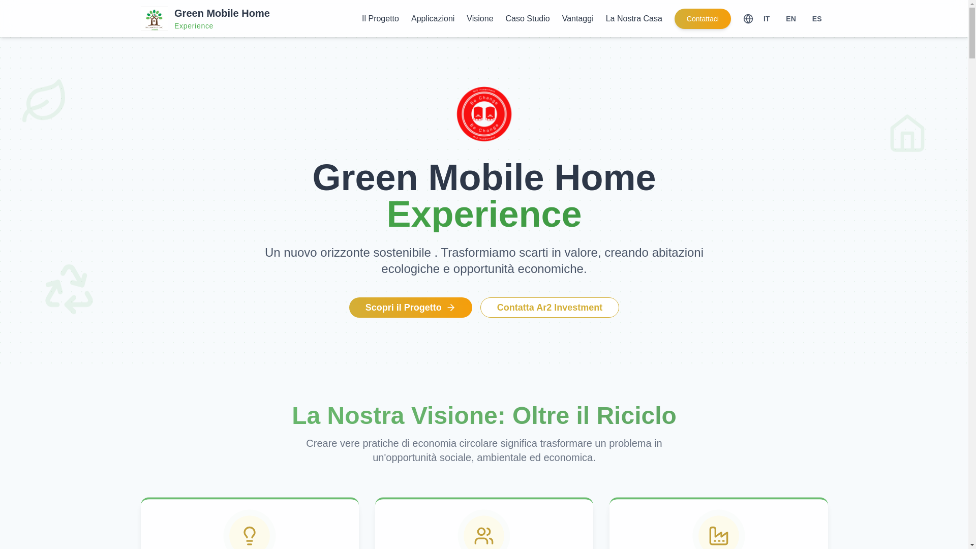 website screenshot of https://greenmobilehomeexperience.it/