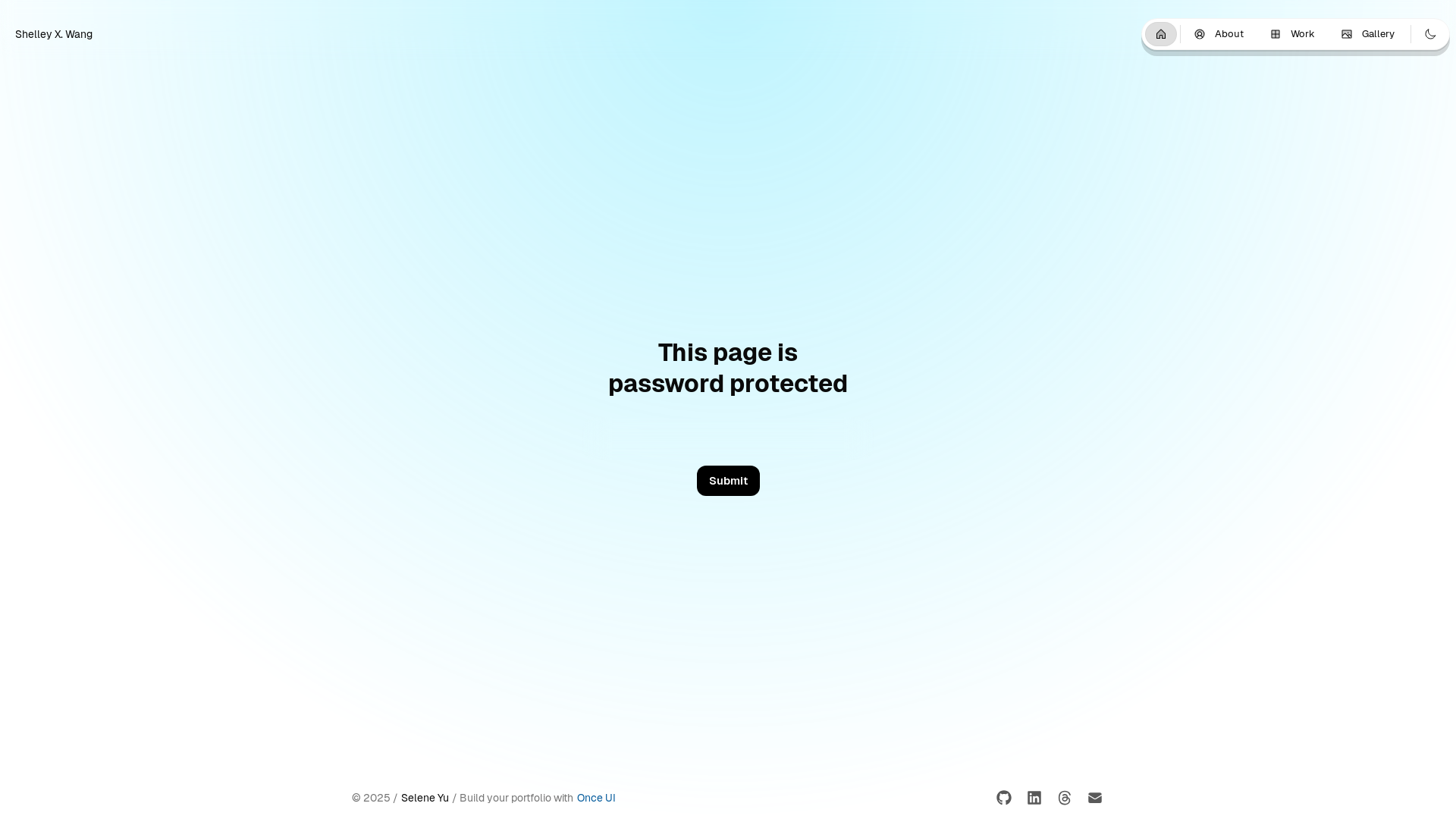 website screenshot of https://shelleyxw.me/