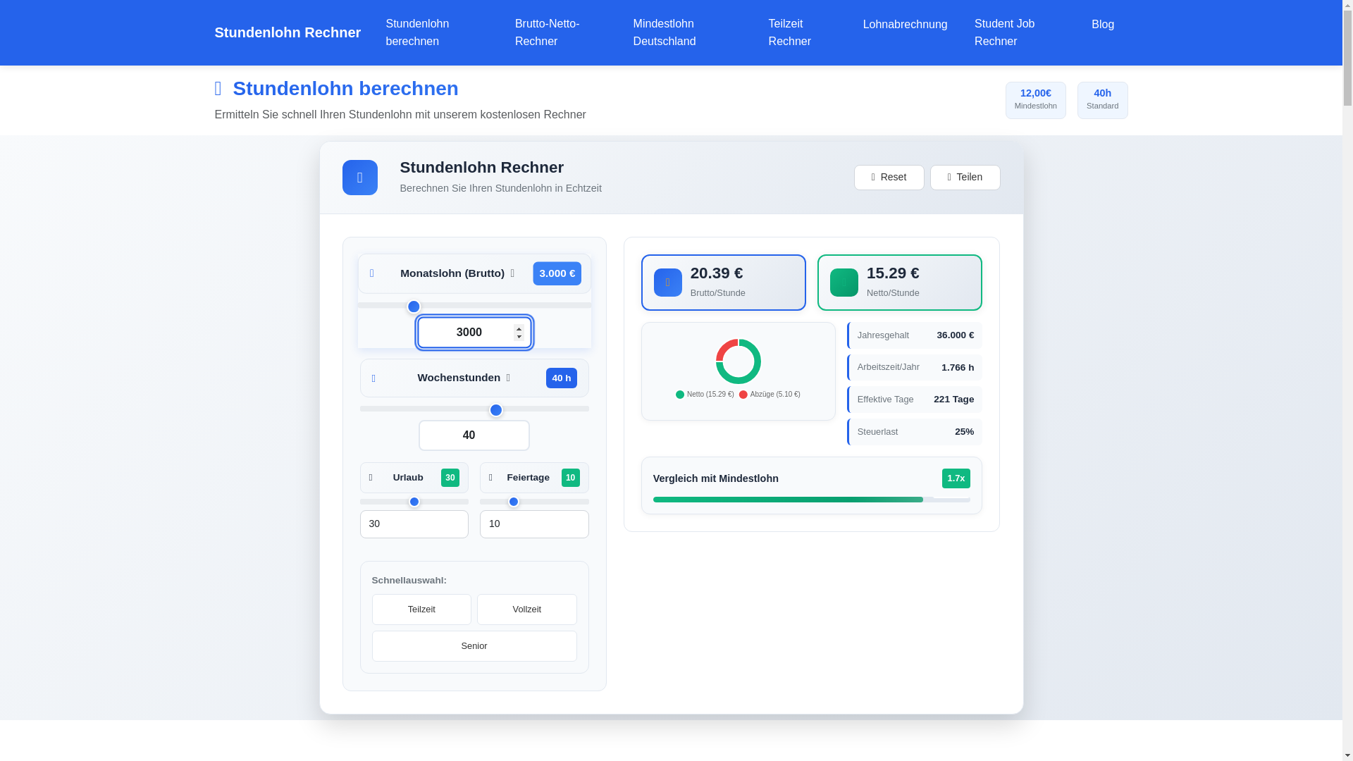 website screenshot of https://stundenlohnberechnen-online.pages.dev/