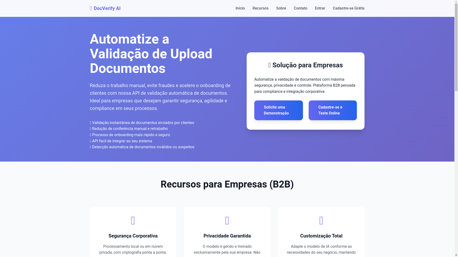 website screenshot of https://verifiai.com.br/