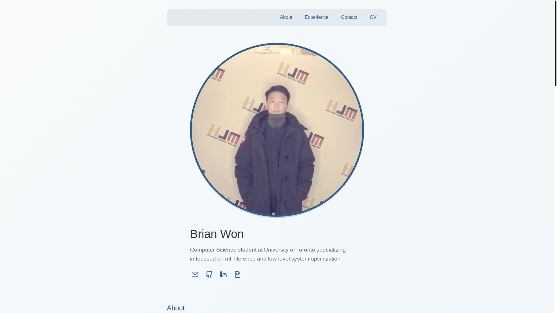 website screenshot of https://brianwon.dev/