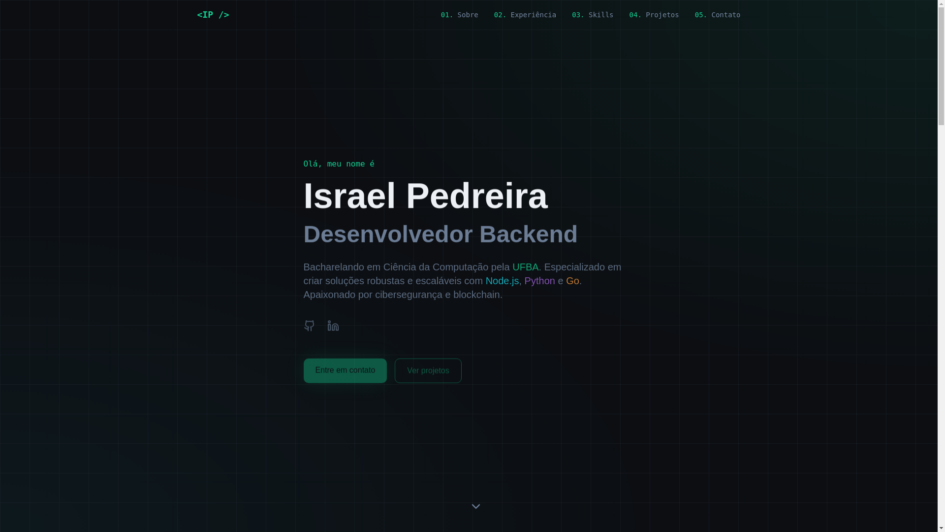 website screenshot of https://israelpedreira.dev/