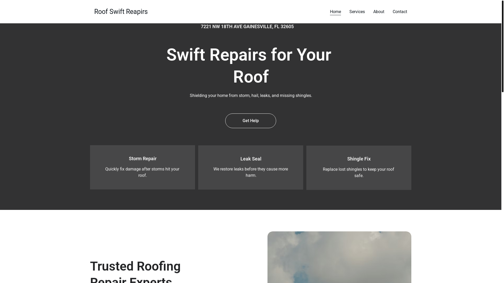 website screenshot of https://roofingdamage.repair/