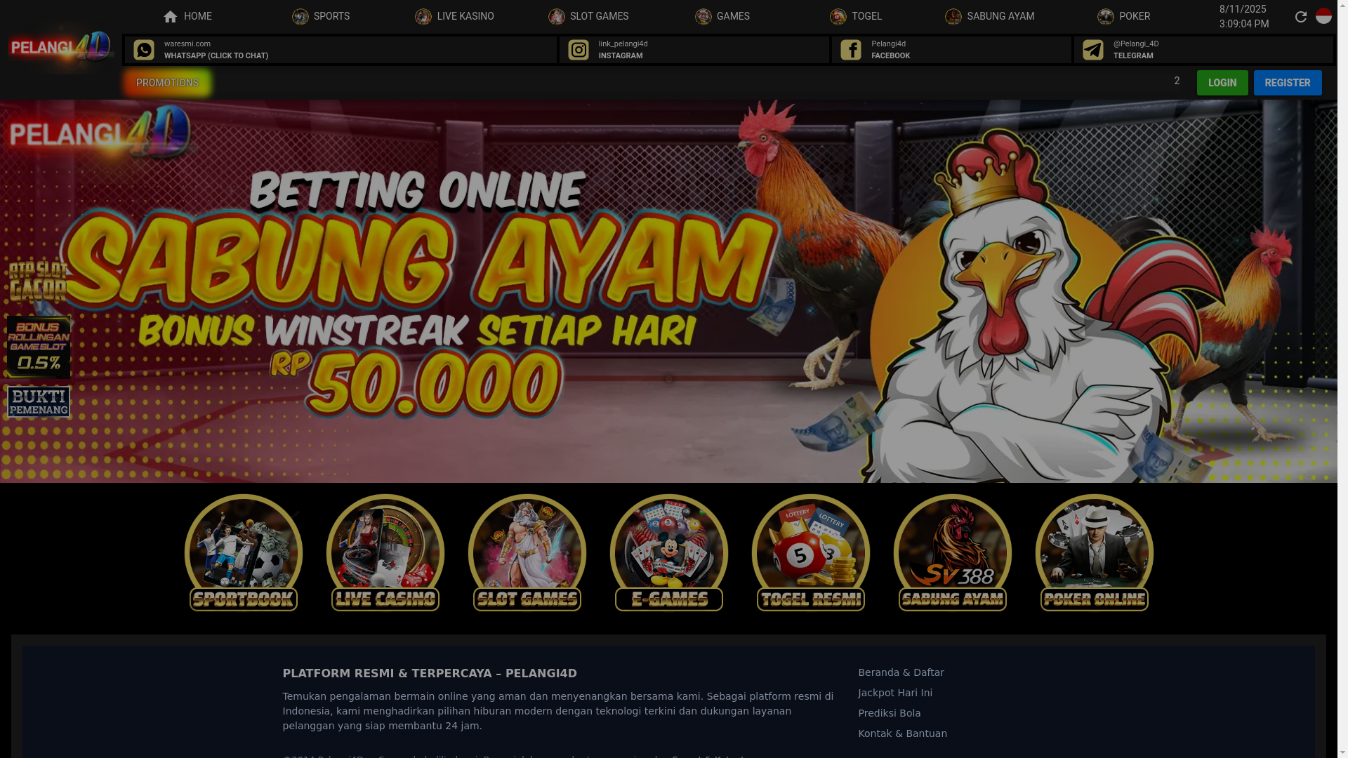 website screenshot of https://warnapelangi4d.com/