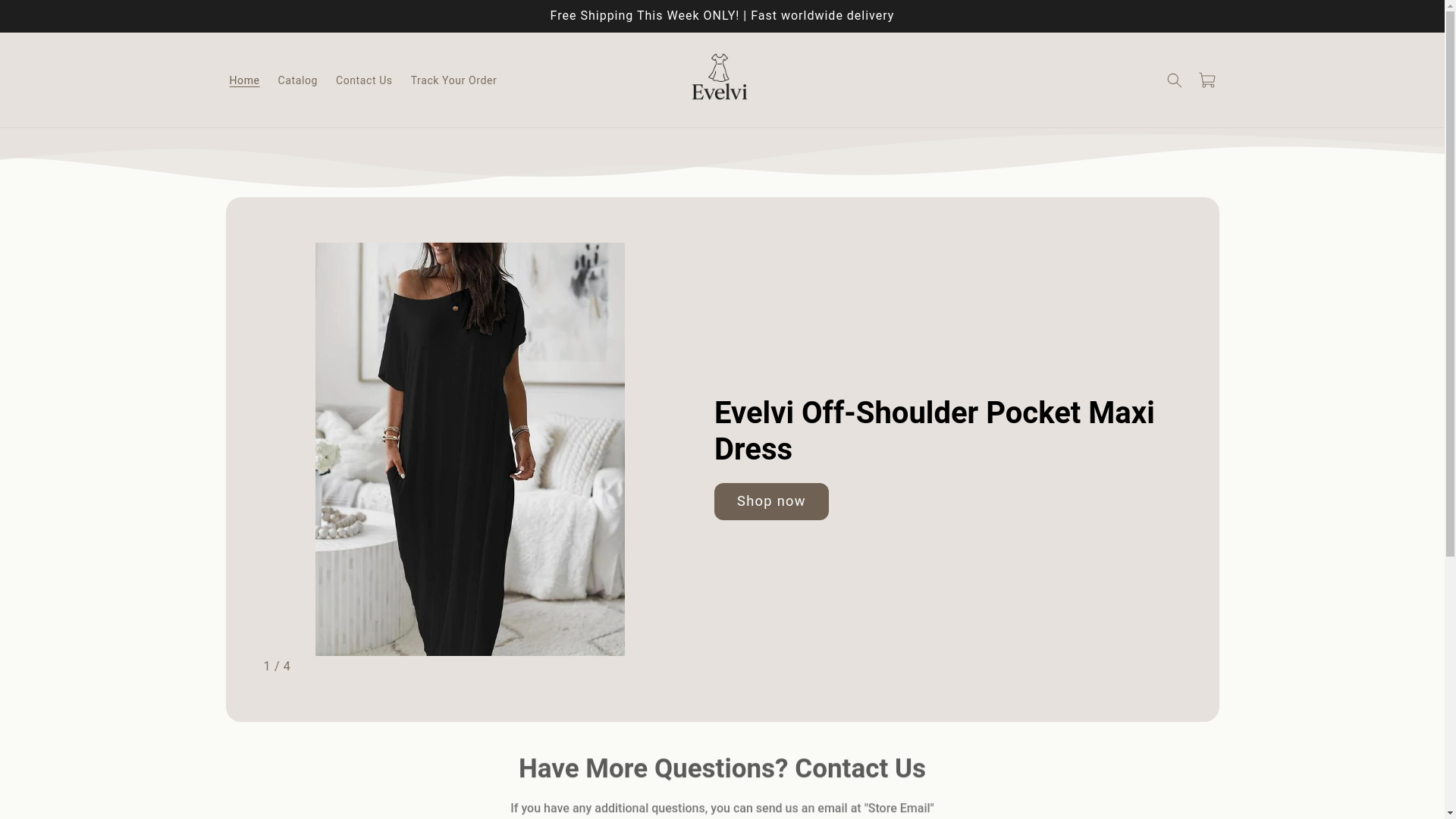 website screenshot of https://evelvi.store/