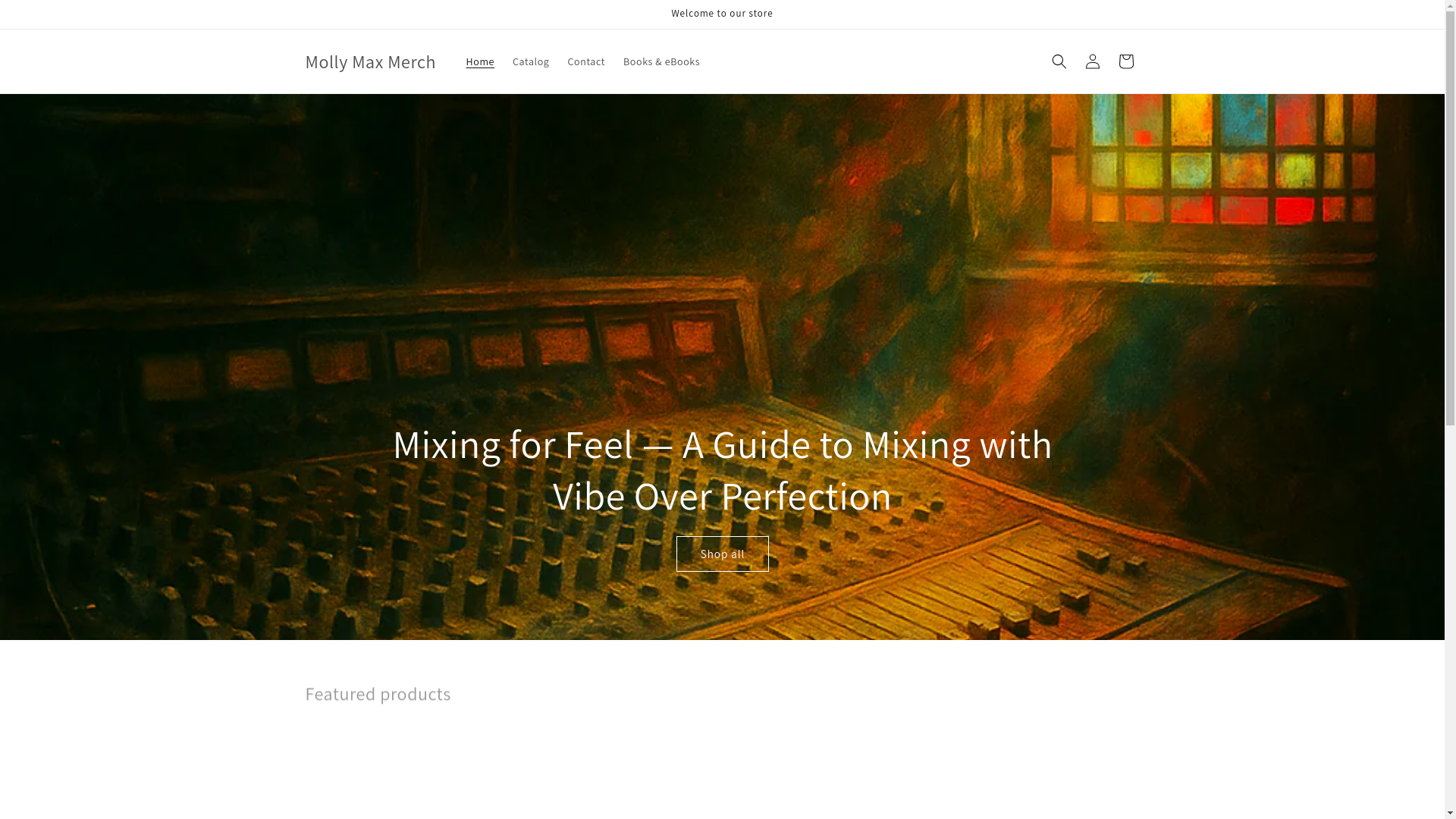 website screenshot of https://mollymaxmerch.com/