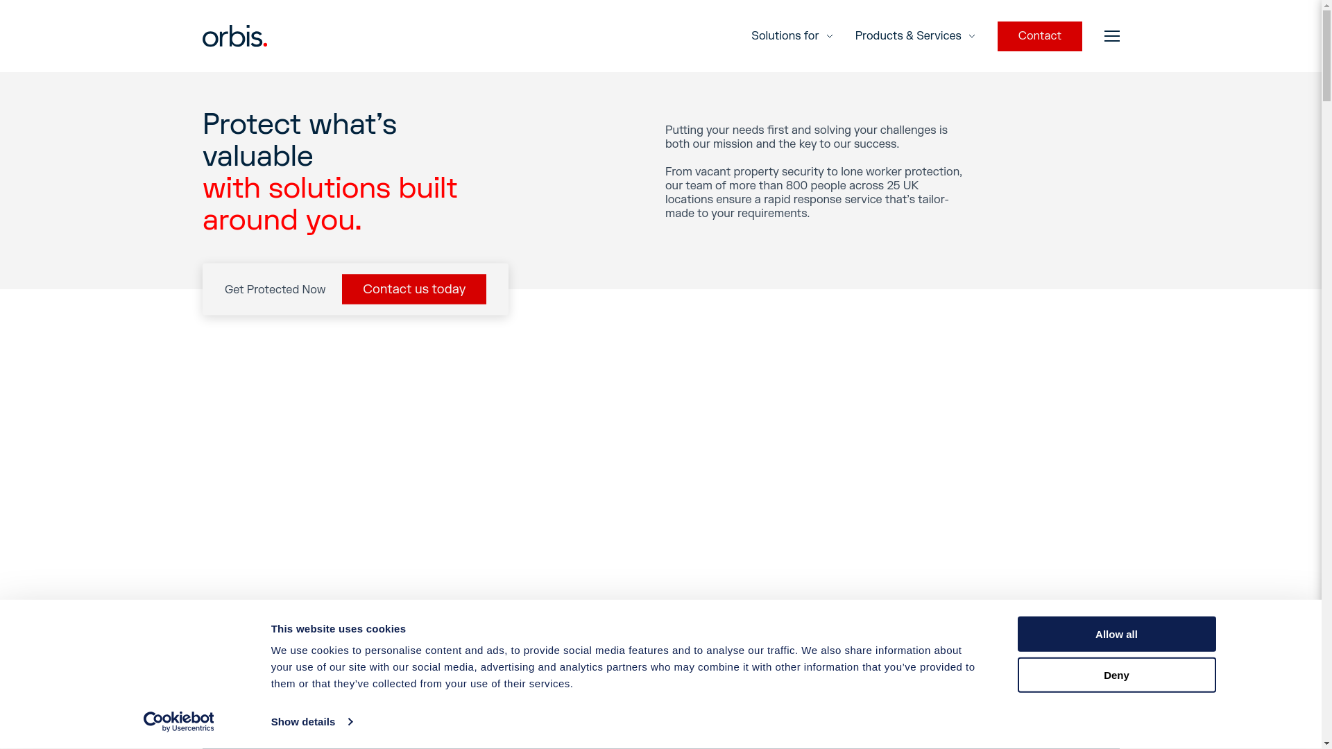 website screenshot of http://www.orbisprotect.com/