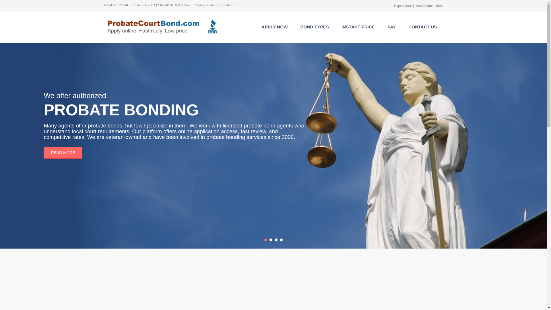 website screenshot of https://probatecourtbonds.us/