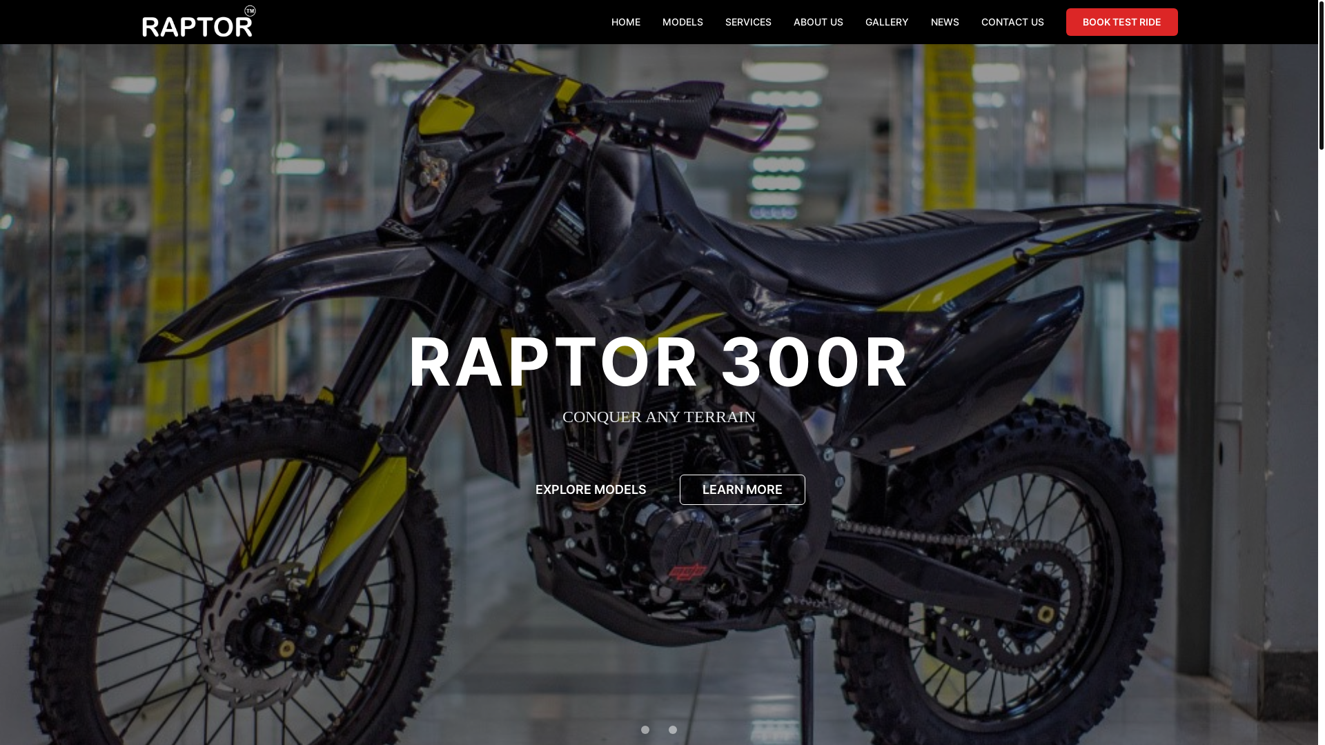 website screenshot of https://raptormotorcyclenepal.com/