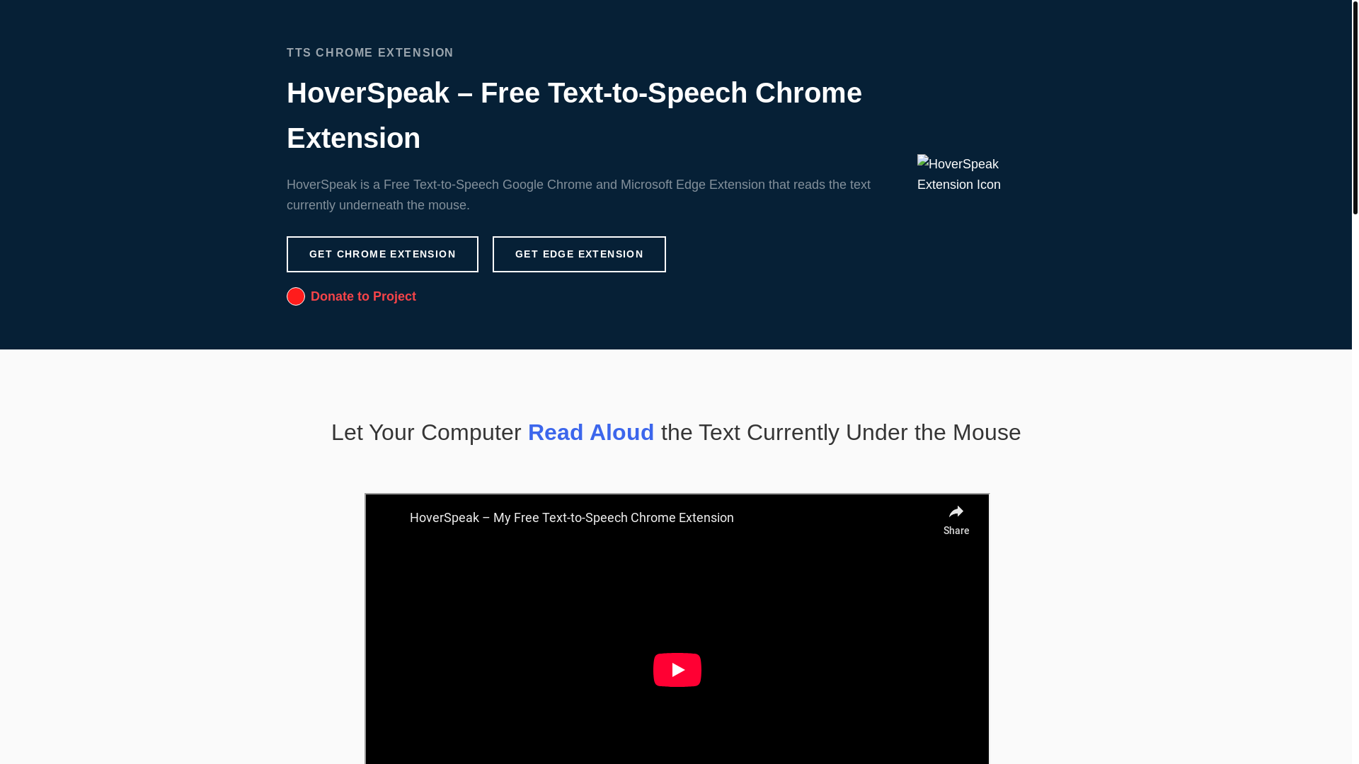 website screenshot of https://hoverspeak.com/