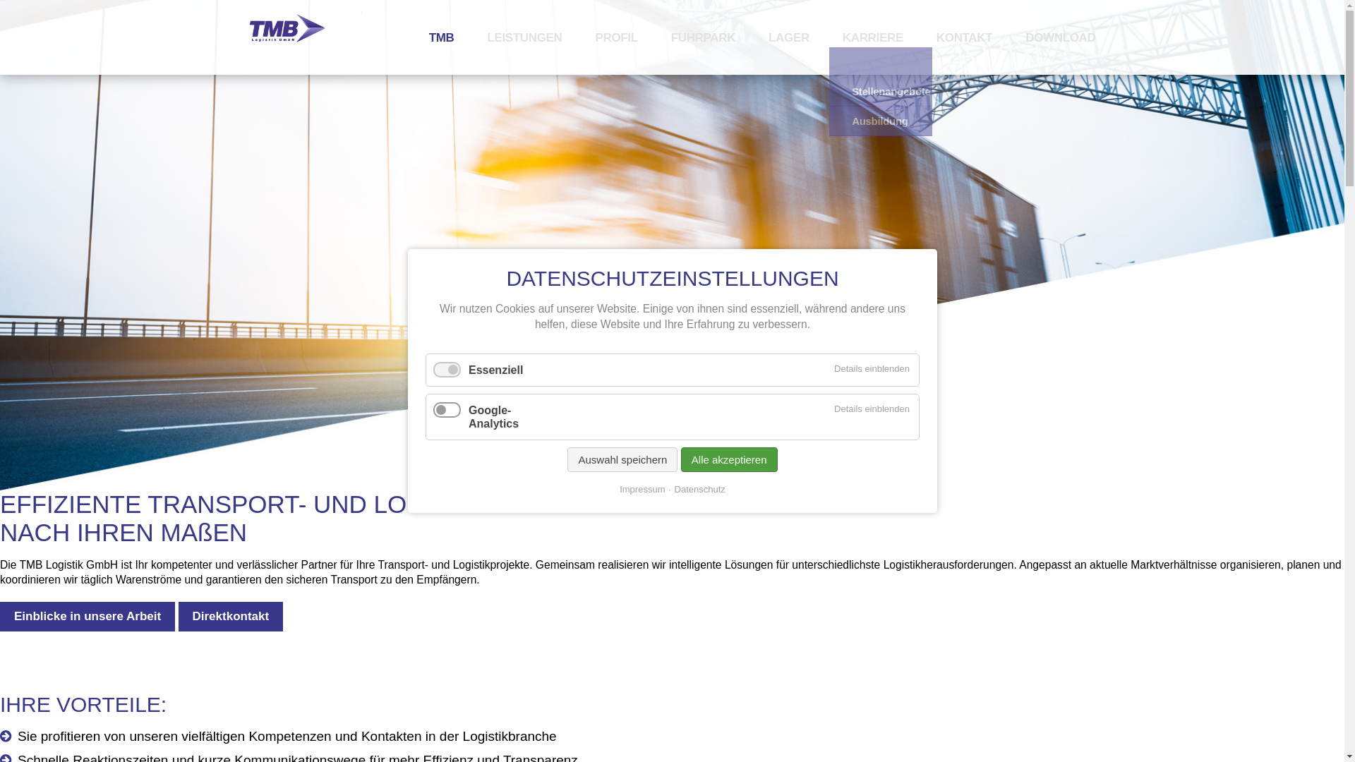 website screenshot of http://www.tmb-logistik.de/