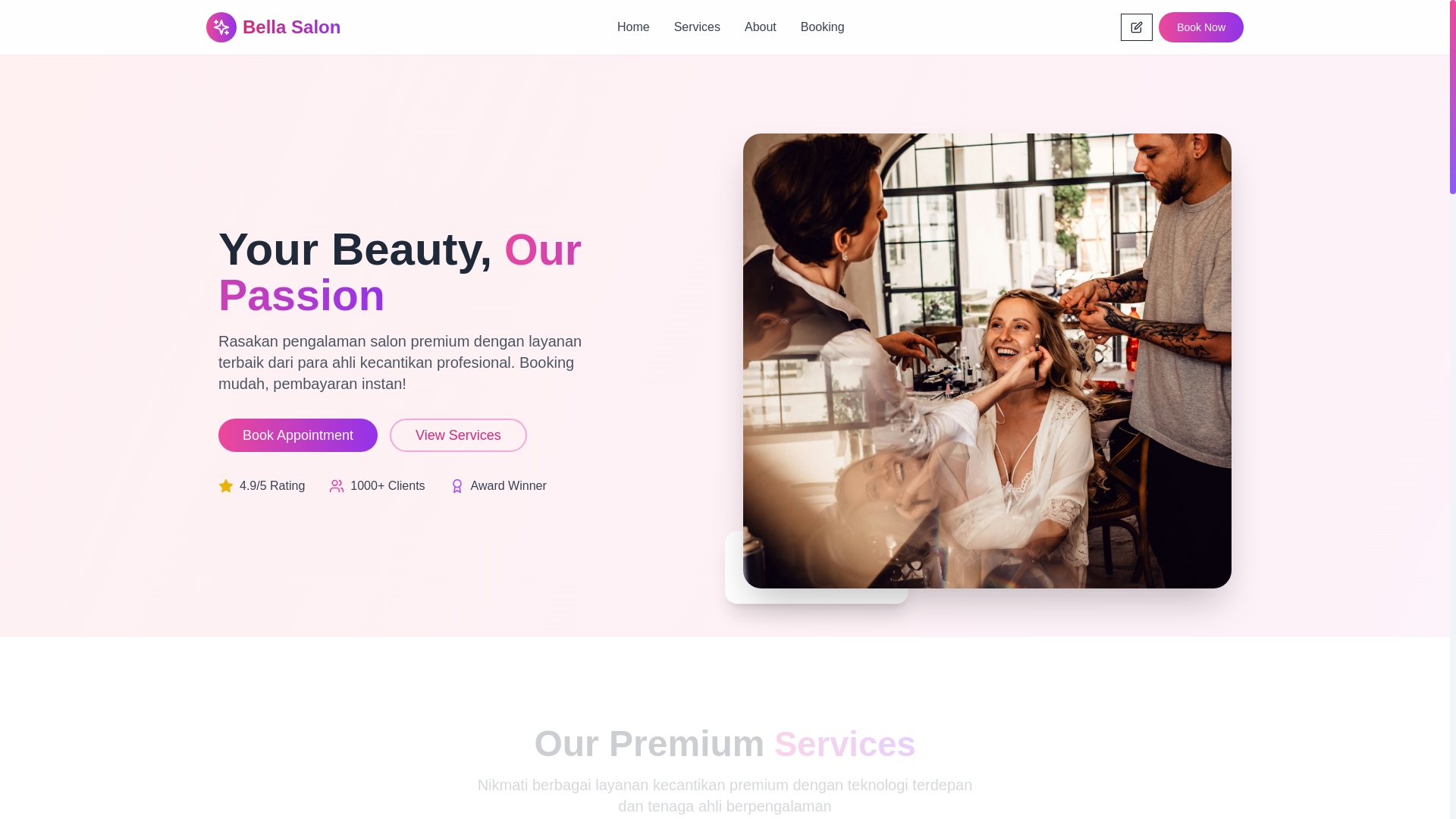 website screenshot of https://bellasalon.store/