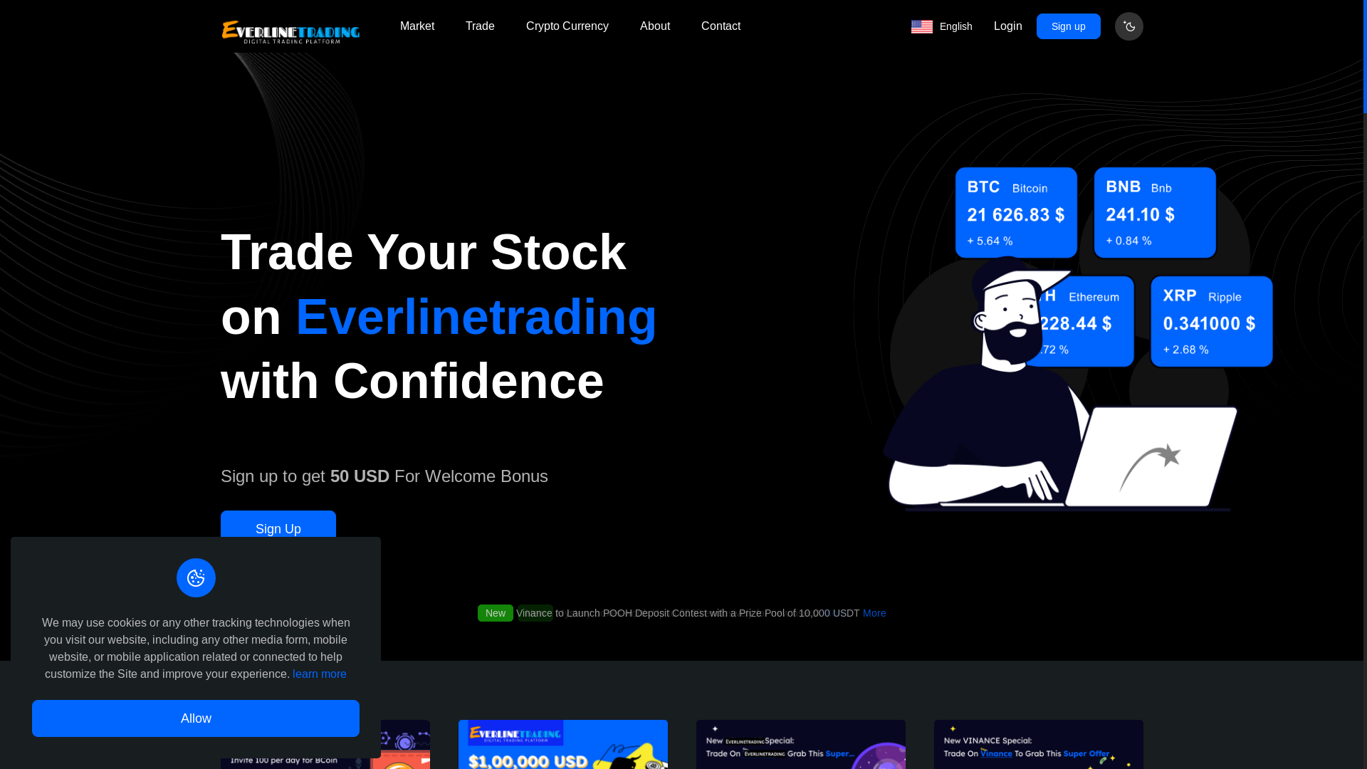 website screenshot of https://everlinetrading.online/