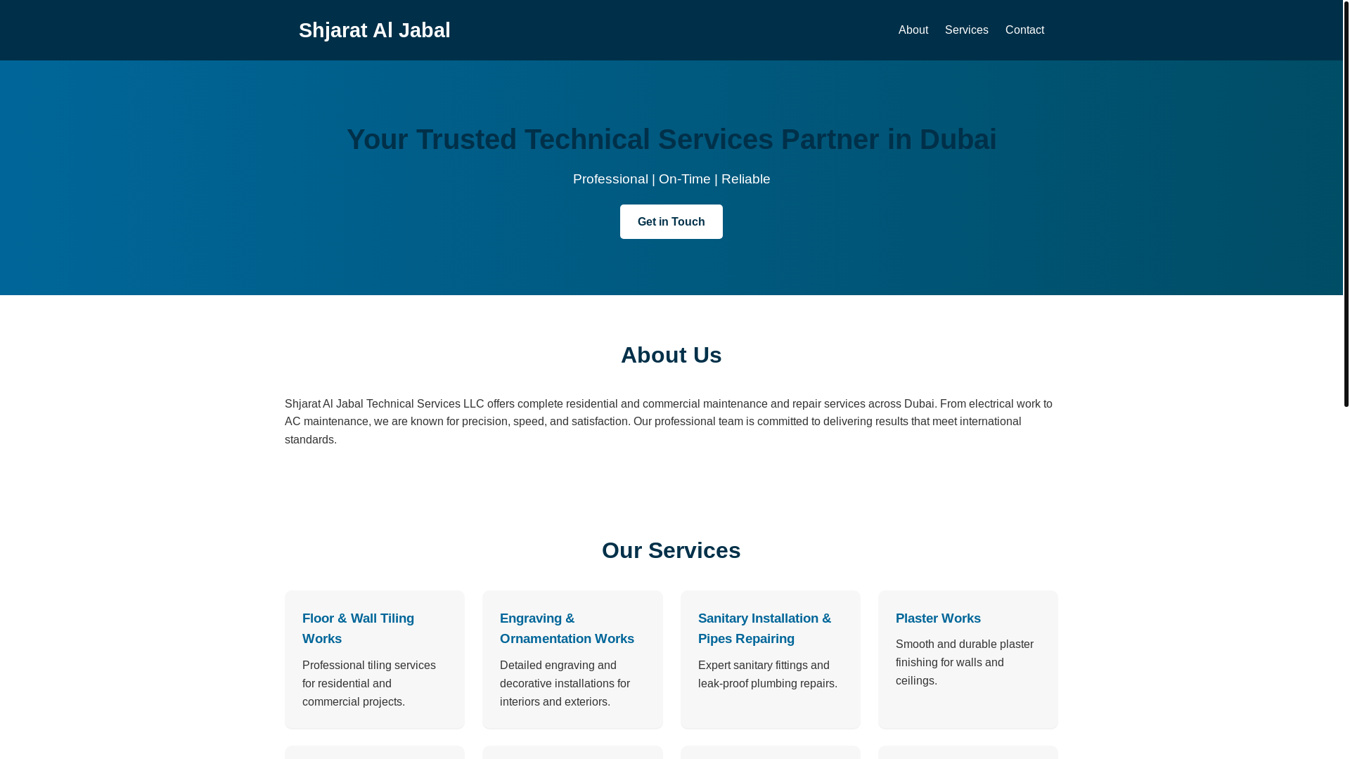 website screenshot of https://shjaratservices.com/