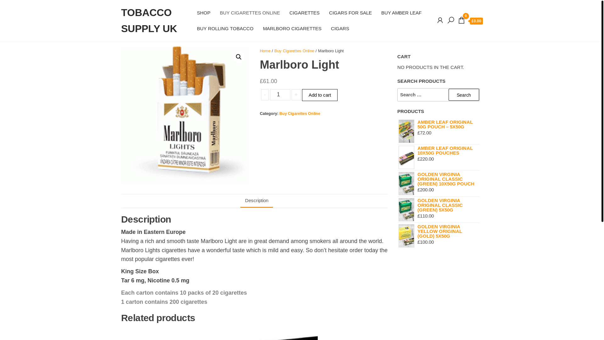 website screenshot of https://tobaccosupplyuk.com/product/marlboro-light/