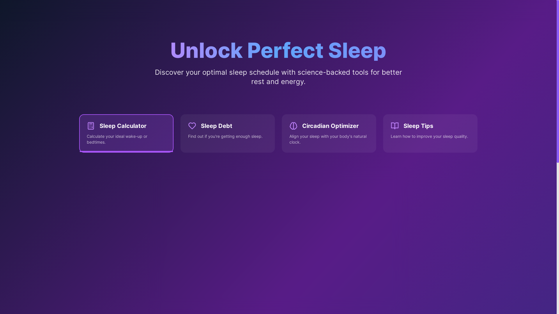 website screenshot of https://optimalsleepcycle.com/