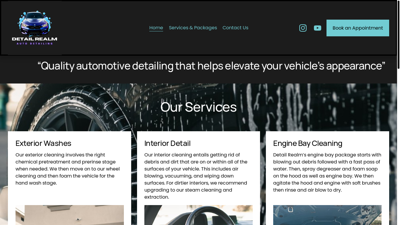 website screenshot of https://detailrealm.com/
