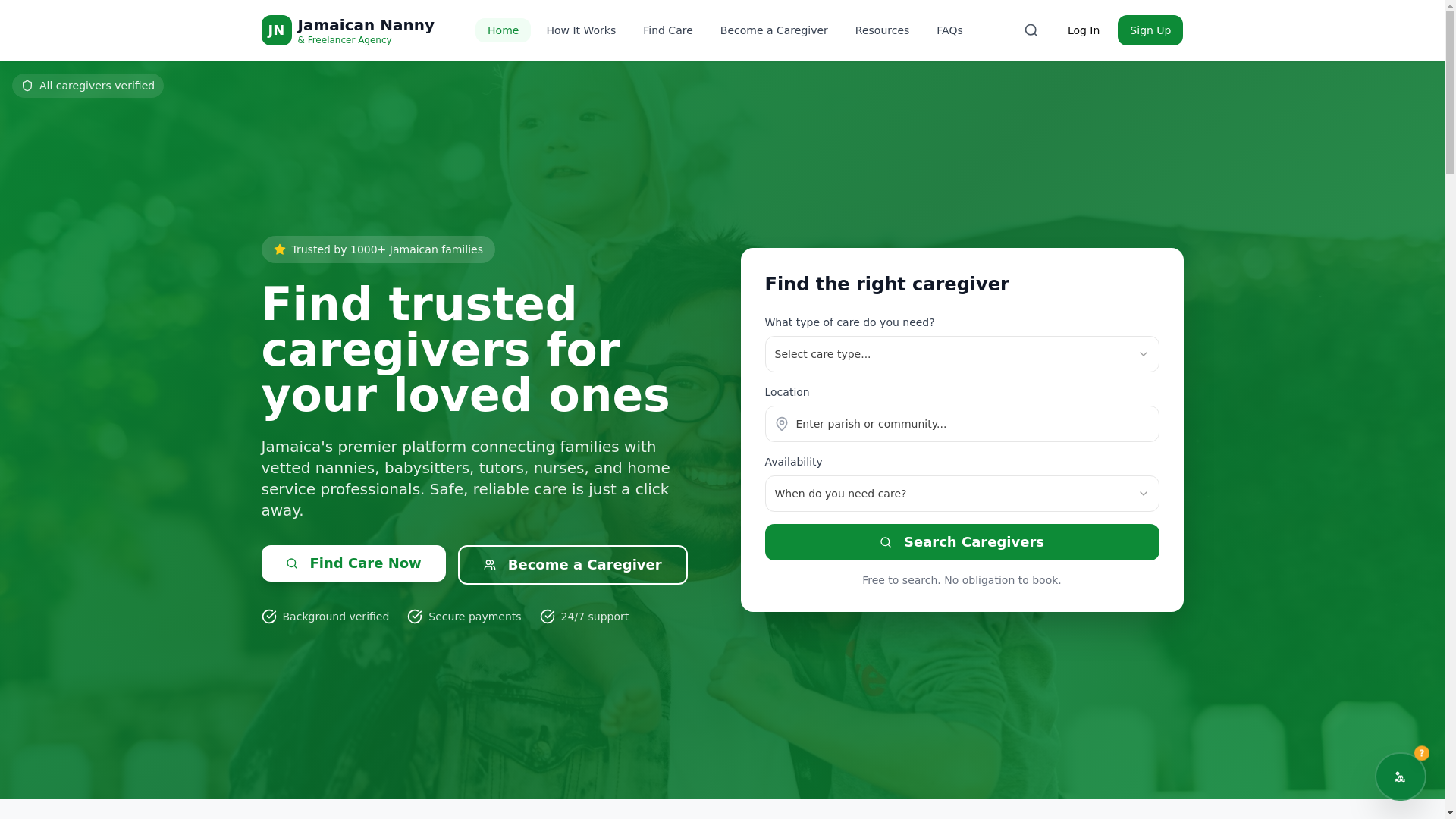 website screenshot of https://jamaicannanny.com/