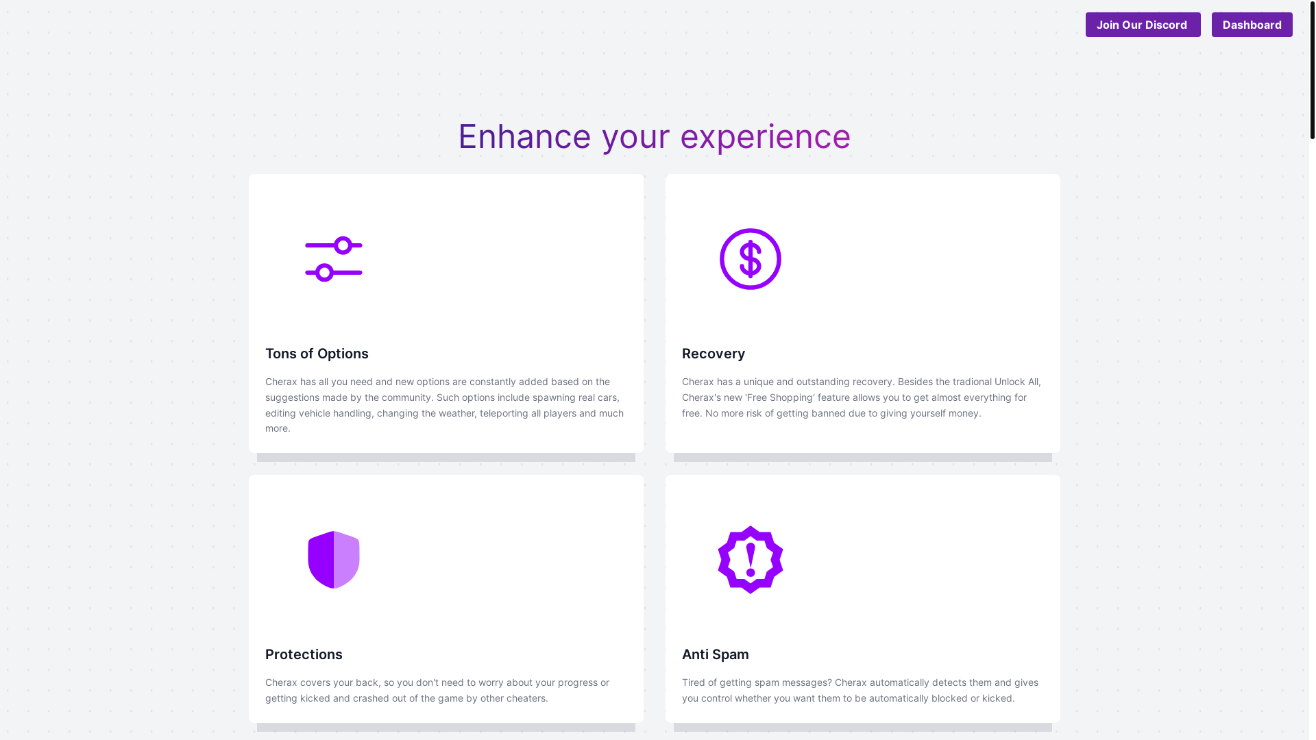 website screenshot of https://cherax.pages.dev/
