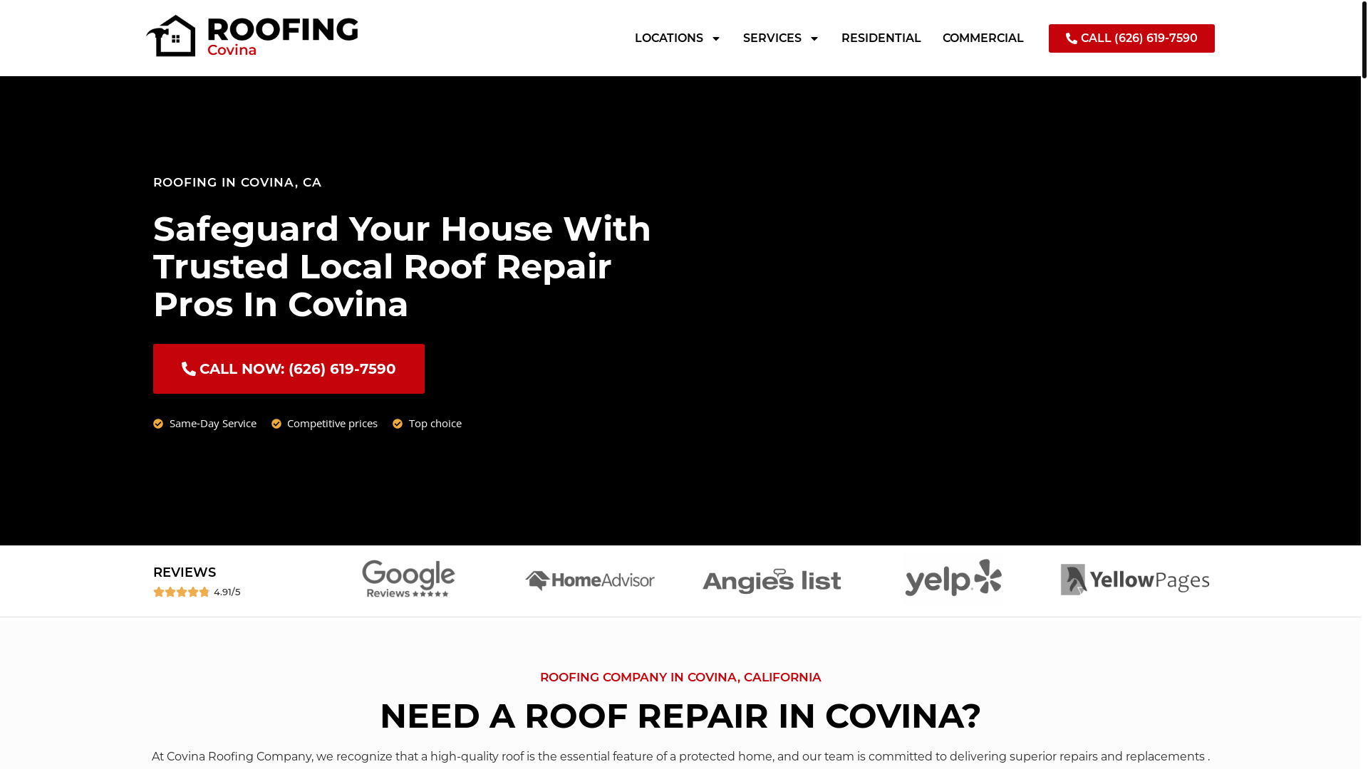 website screenshot of https://roofingcovina.com/