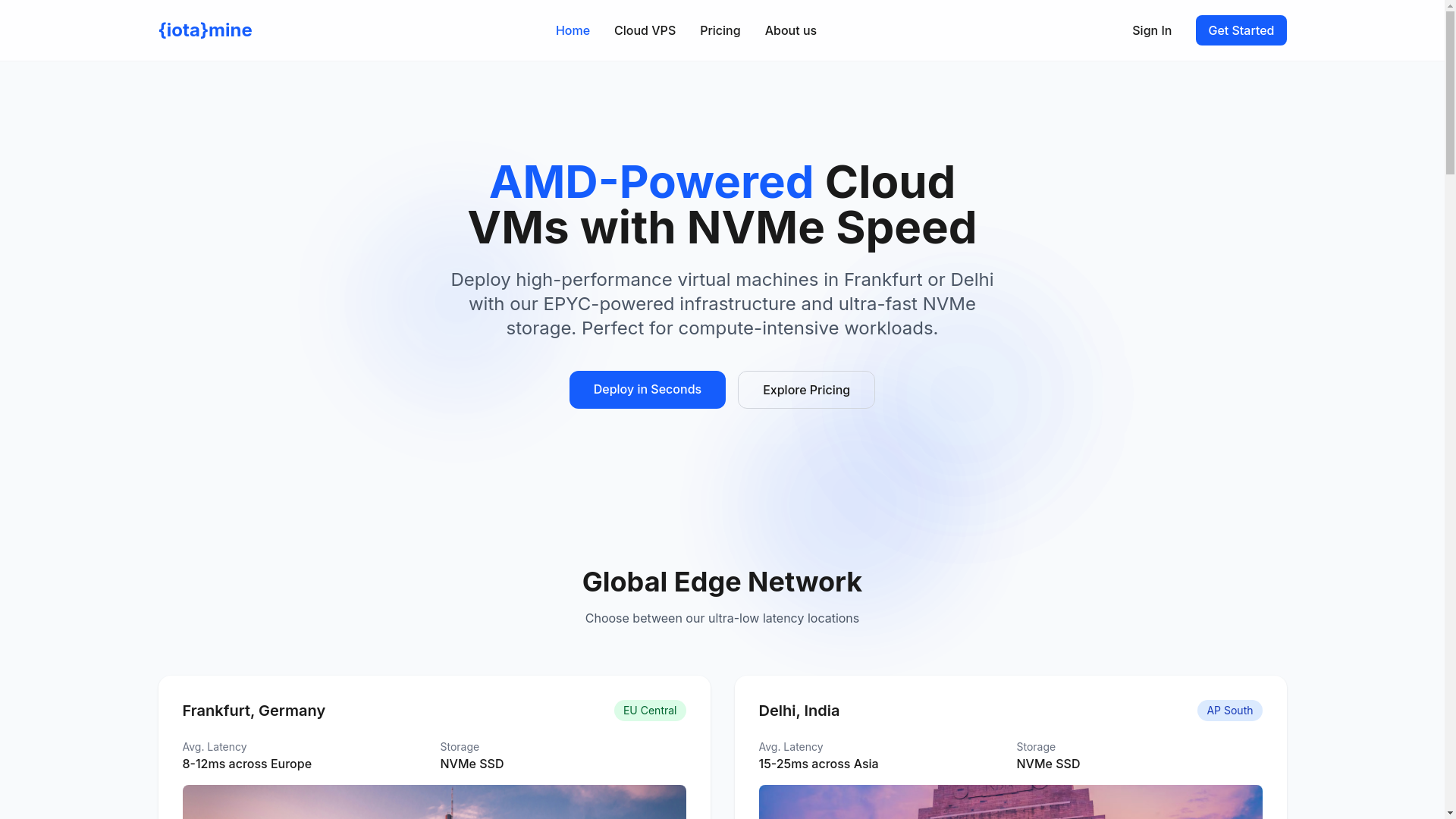 website screenshot of https://iotamine.org/