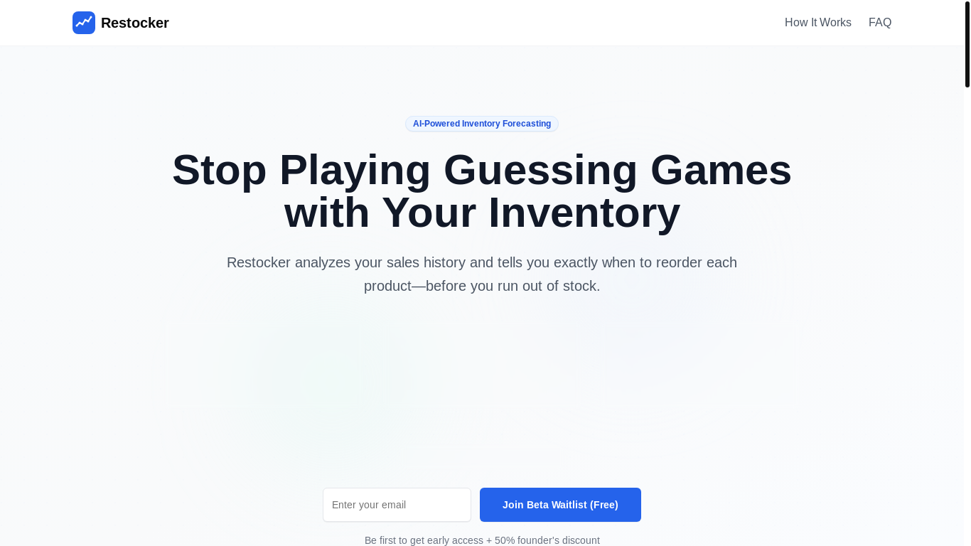 website screenshot of https://restocker.co/