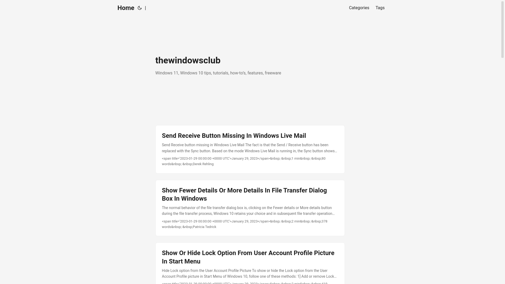 website screenshot of https://thewindowsclub252.pages.dev/