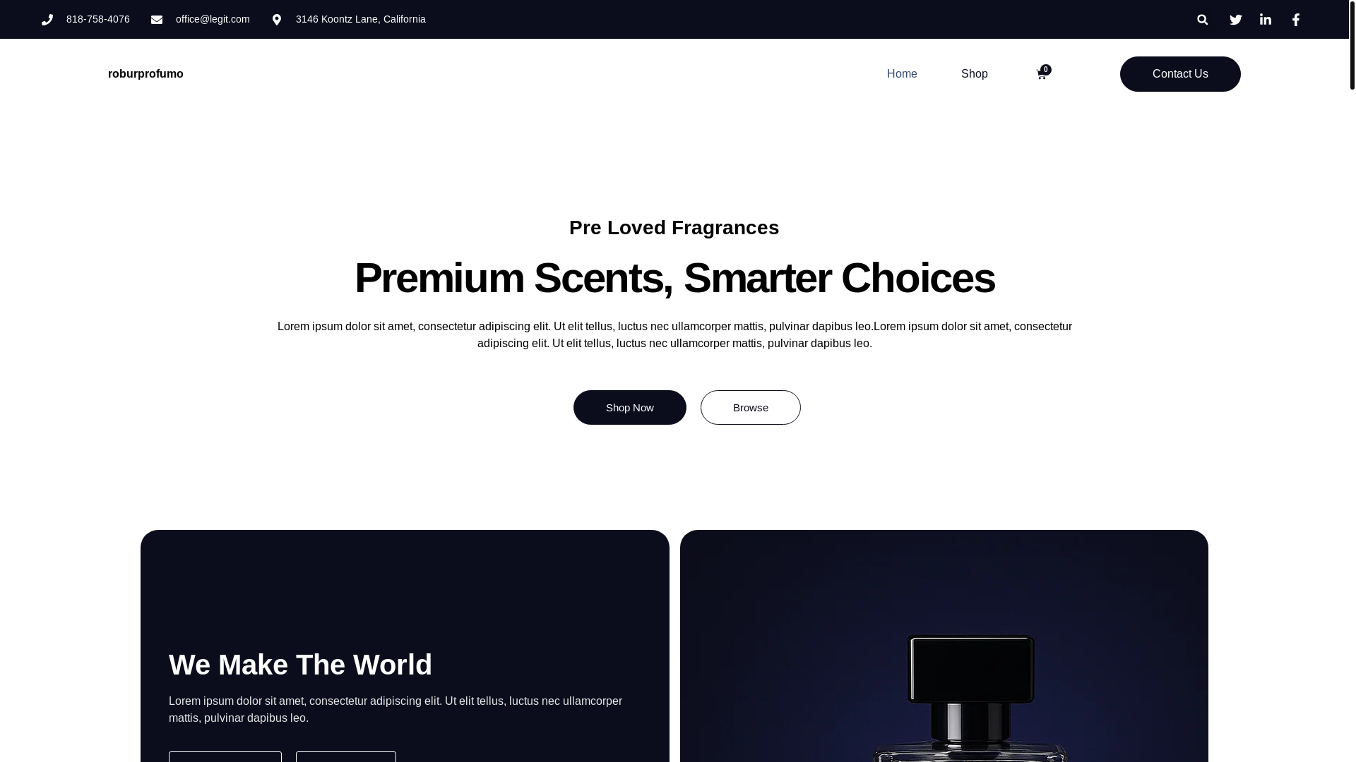 website screenshot of https://roburprofumo.com/