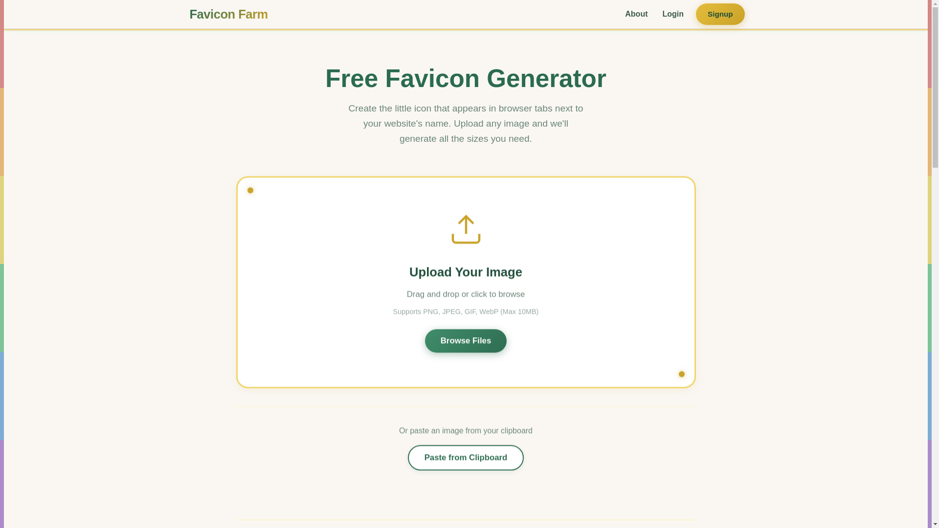 website screenshot of https://favicon.farm/