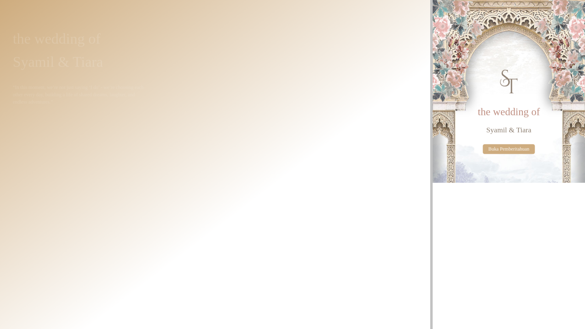 website screenshot of https://syamiltiarawedding.com/