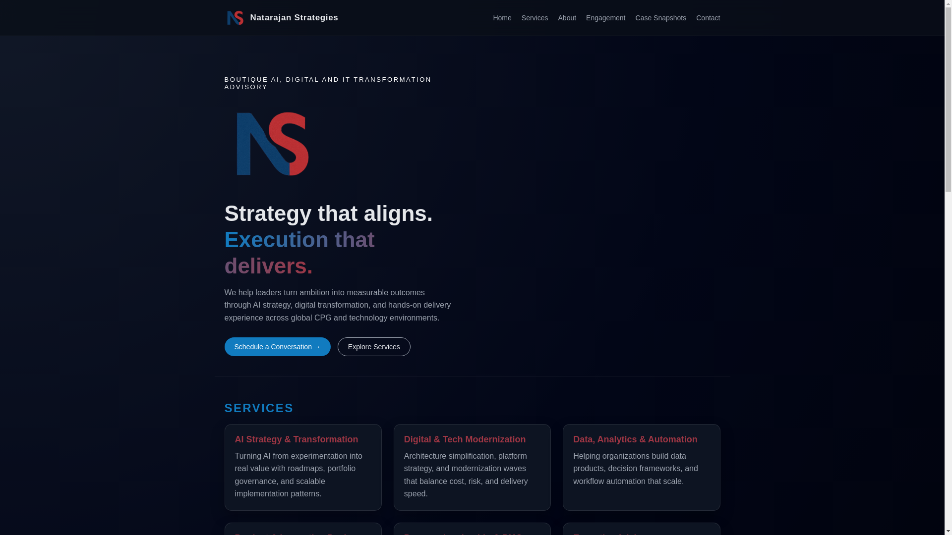 website screenshot of https://natarajanstrategies.com/