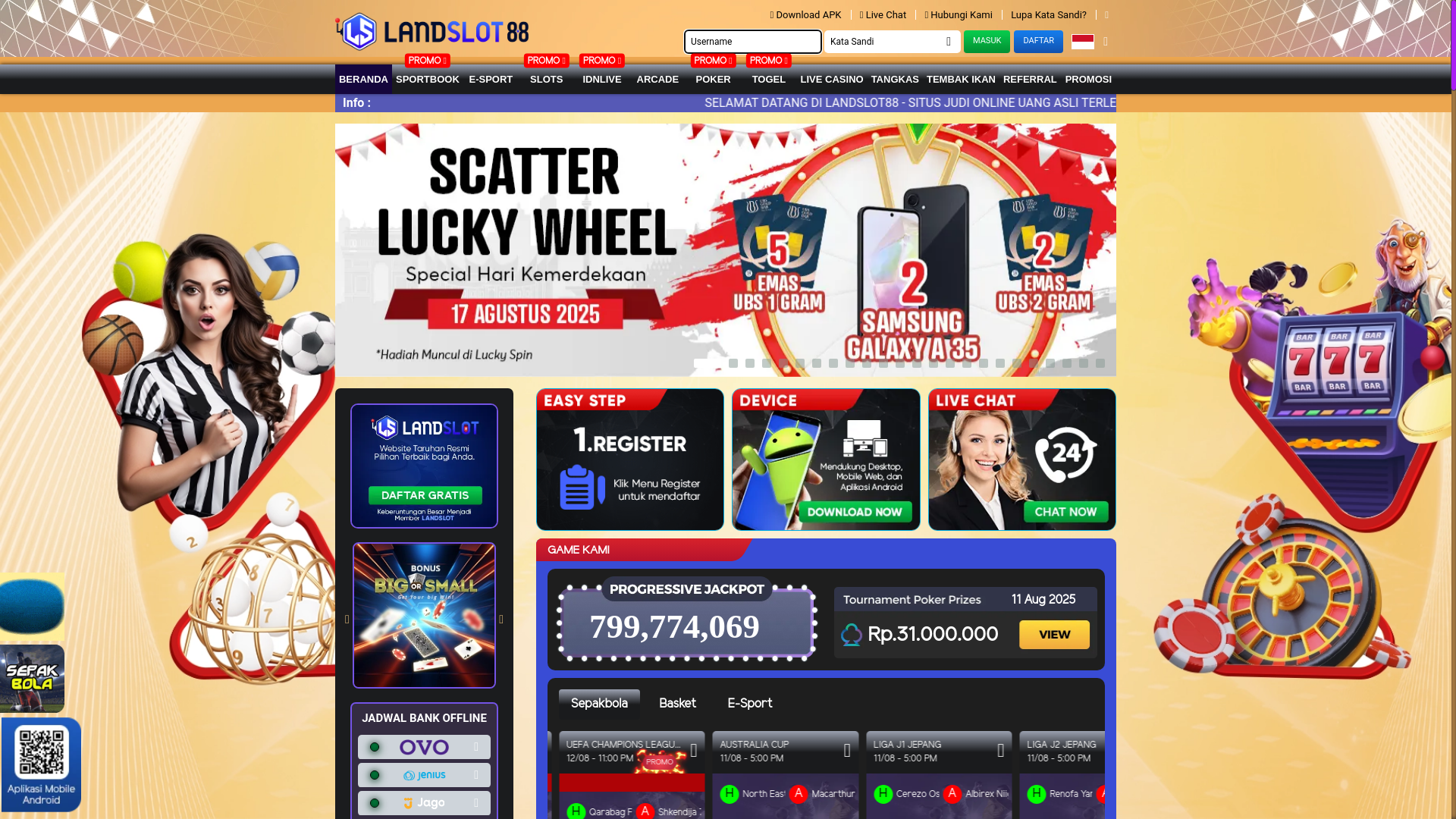website screenshot of https://landslot88vip.cc/