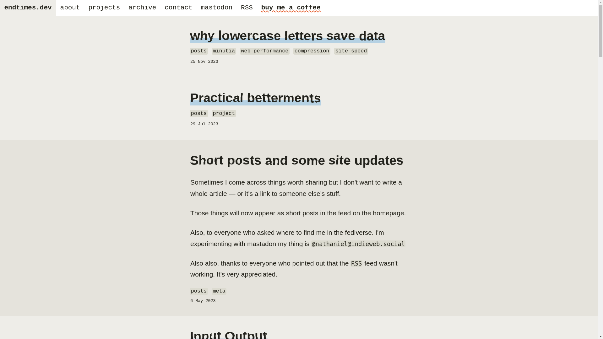 website screenshot of https://endtimes.dev/