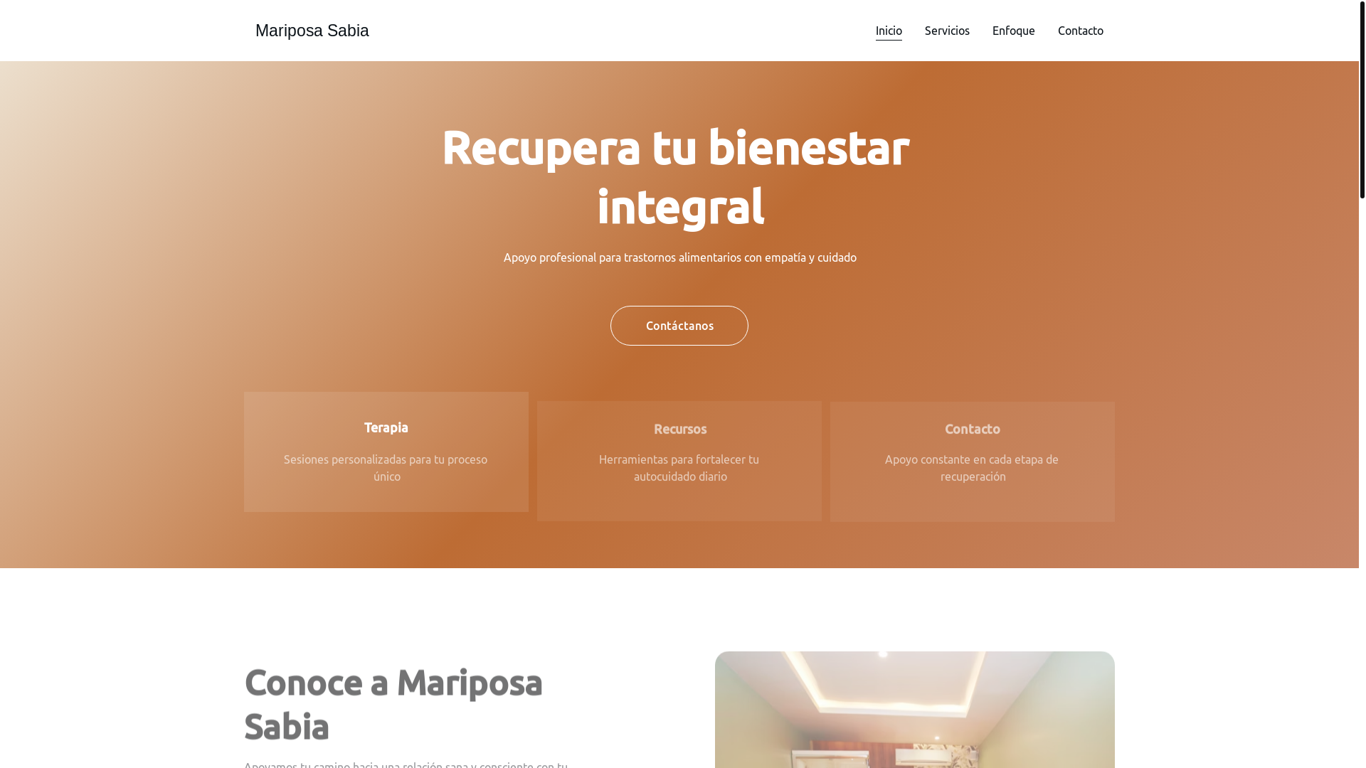 website screenshot of https://mariposasabia.com/