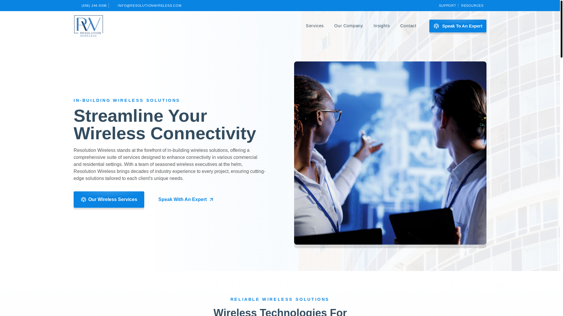 website screenshot of https://resolutionwirelessdeploy.com/