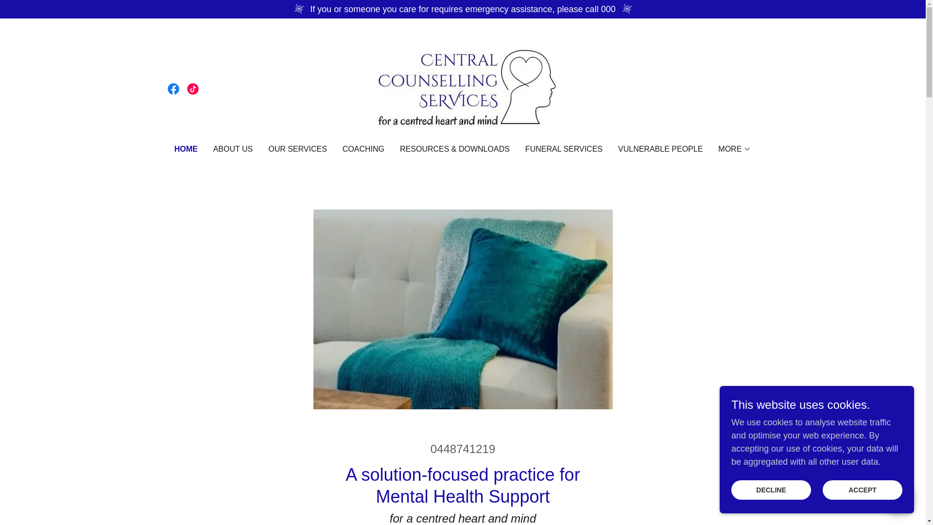 website screenshot of https://centralcounsellingservices.online/