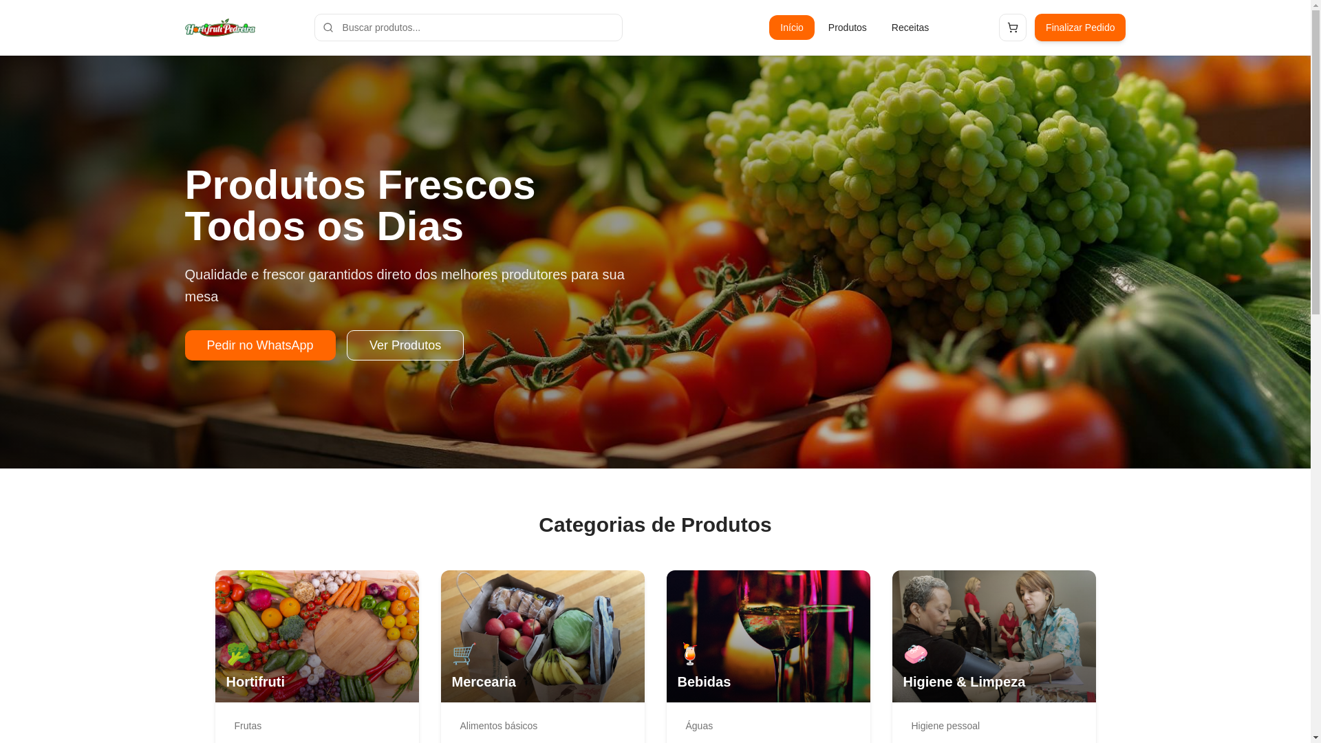 website screenshot of https://hortifrutipedreira.com.br/