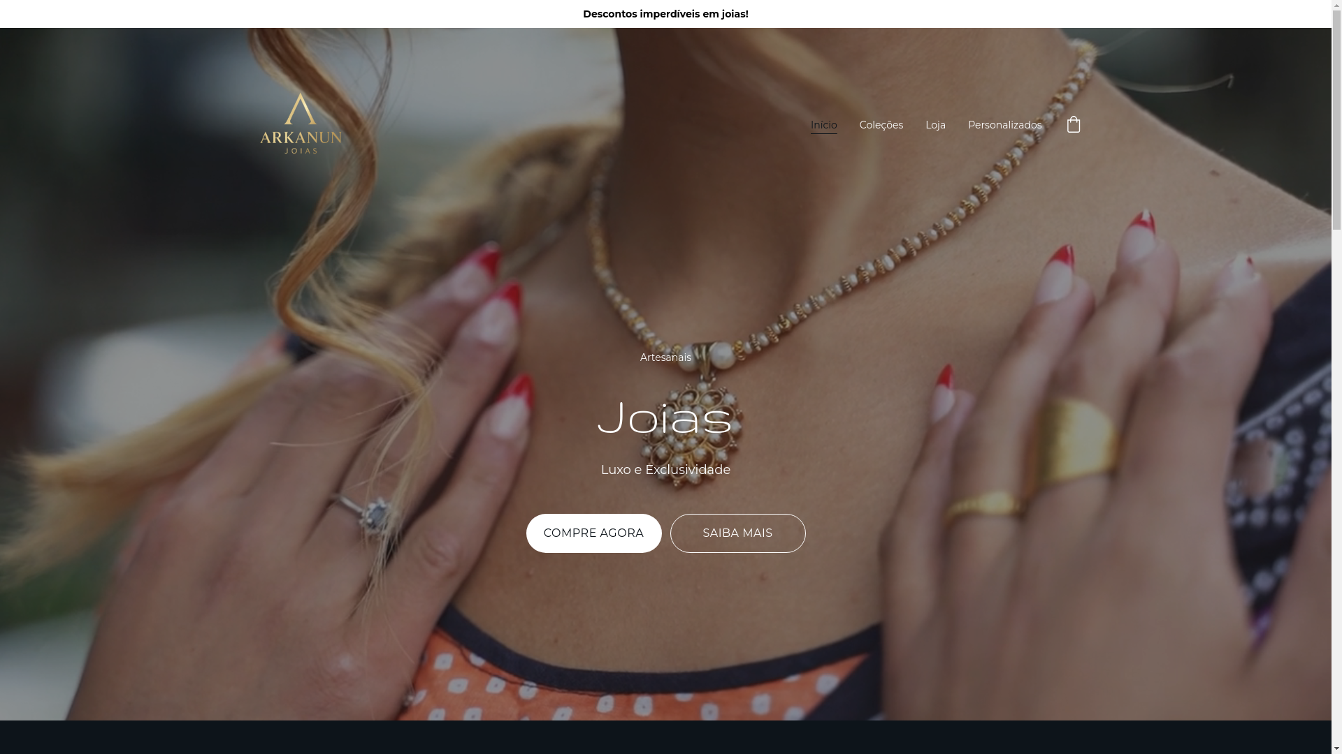 website screenshot of https://arkanunjoias.com/