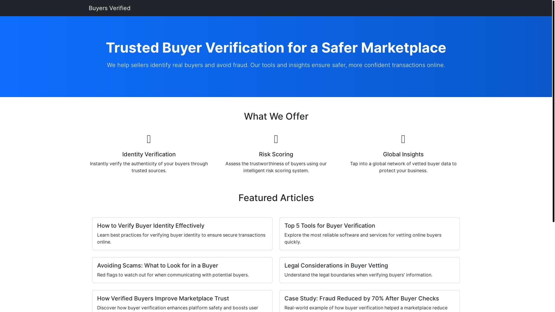 website screenshot of https://buyersverified.org/
