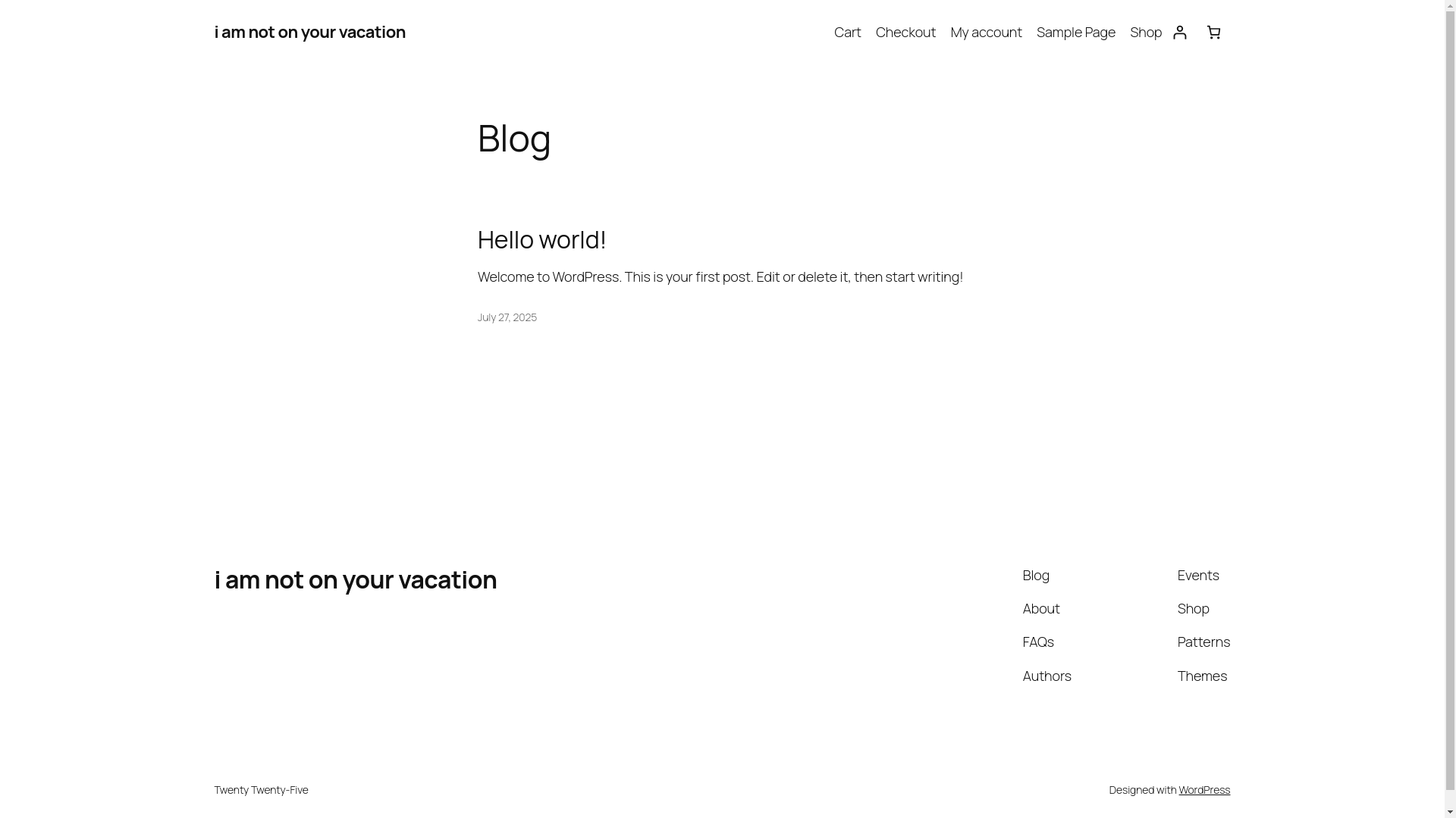 website screenshot of https://iamnotonyourvacation.com/