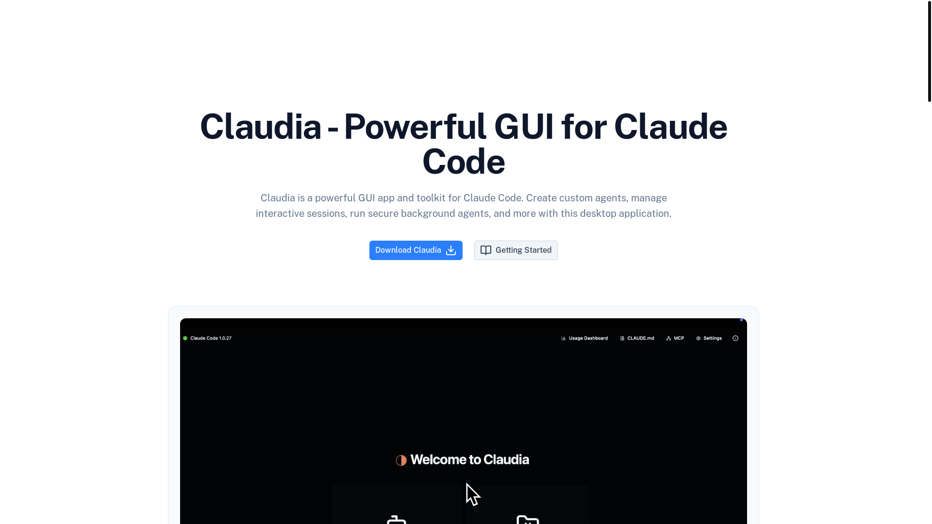 website screenshot of https://getclaudia.pages.dev/