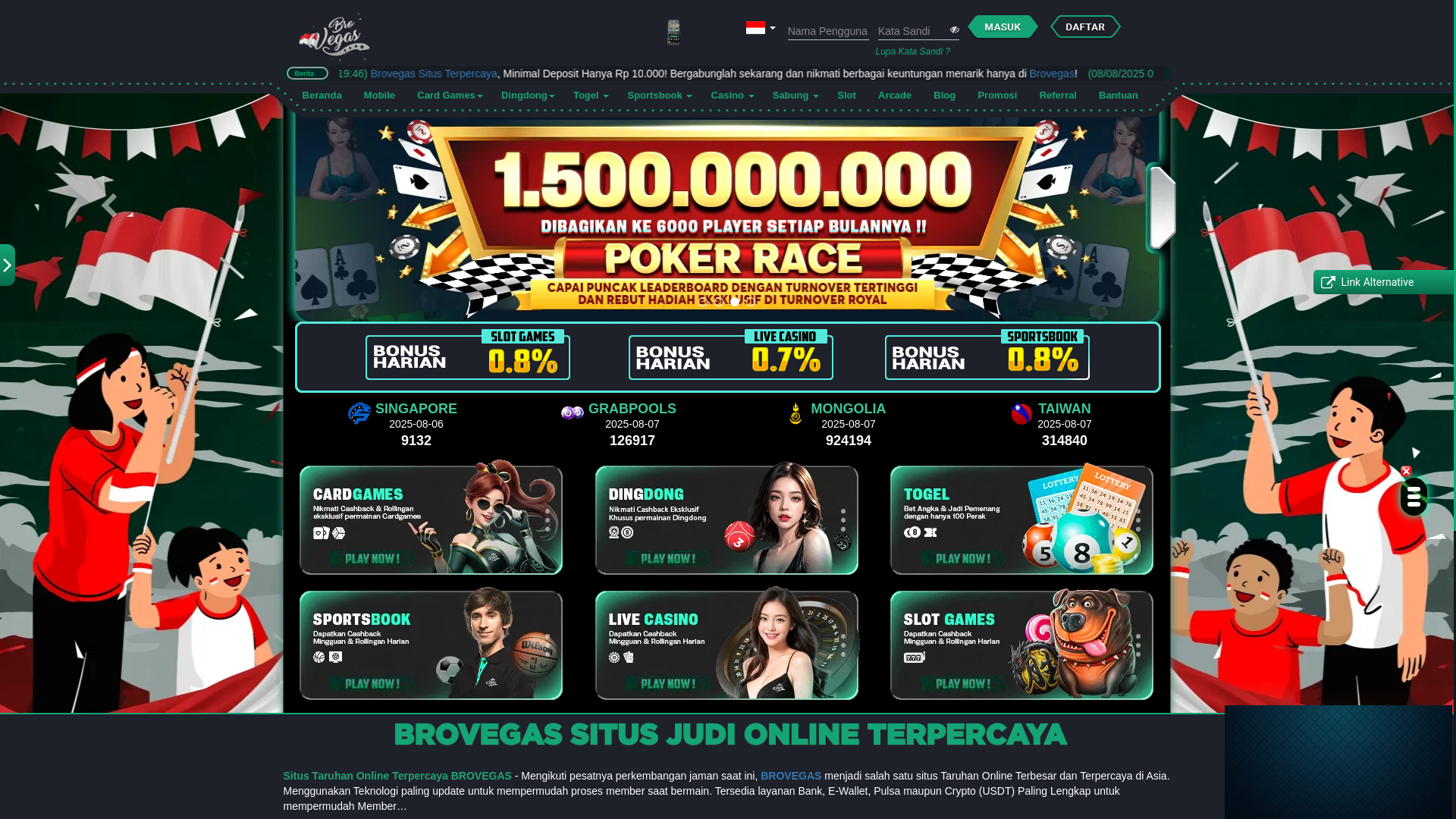 website screenshot of https://vegashebat.com/