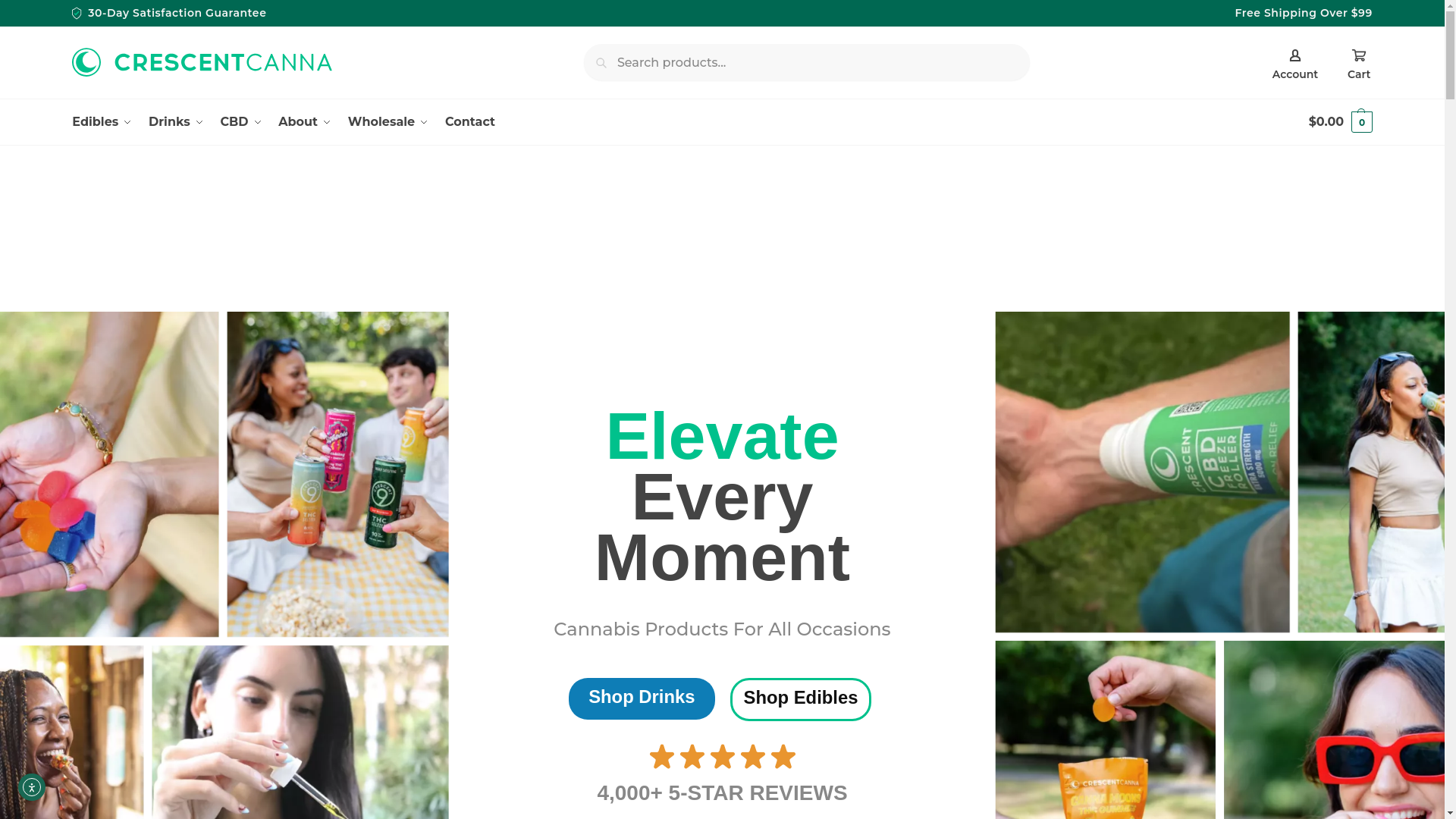 website screenshot of https://crescentcannaedibles.com/