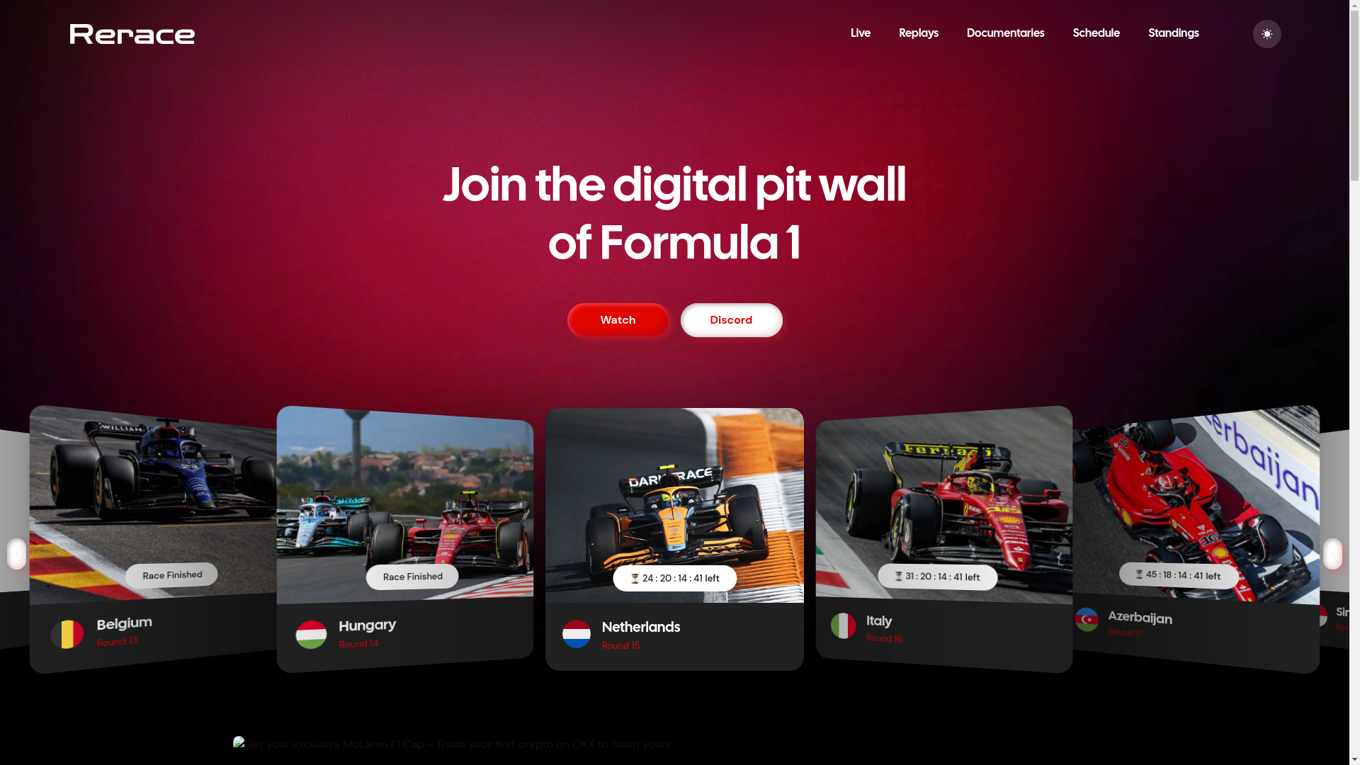 website screenshot of https://www.rerace.io/